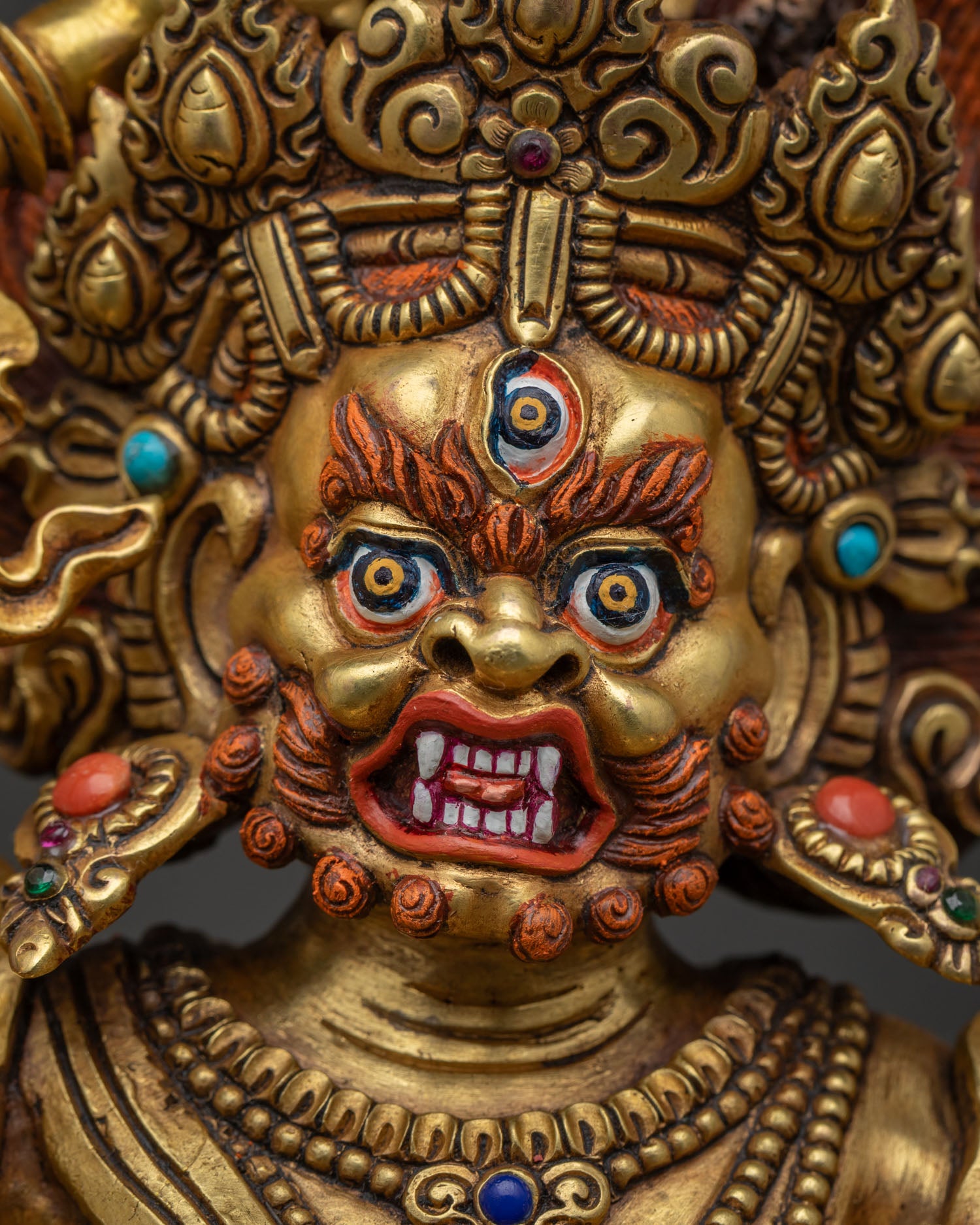 White Dzambhala Statue | Traditional Gold Fire-Gilded Buddhist Art