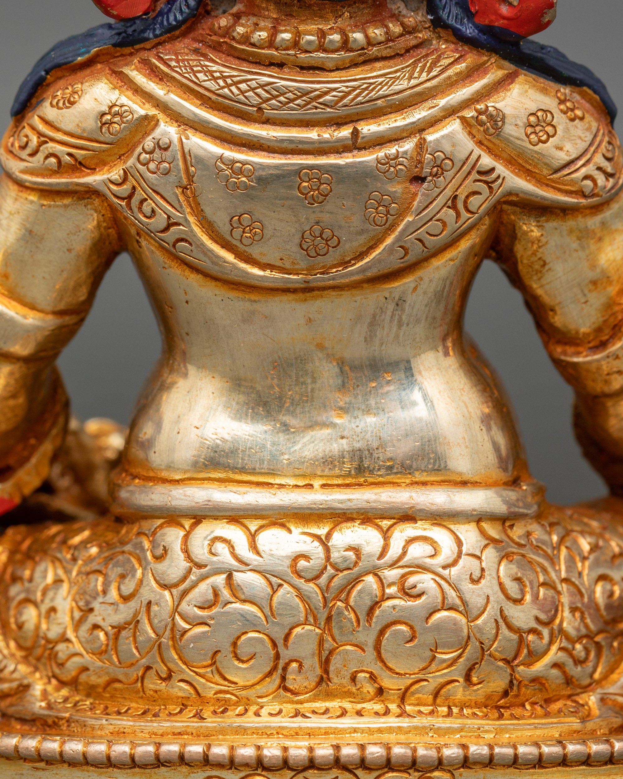 24K Gold-Gilded Copper Dzambhala Statue for Wealth and Abundance
