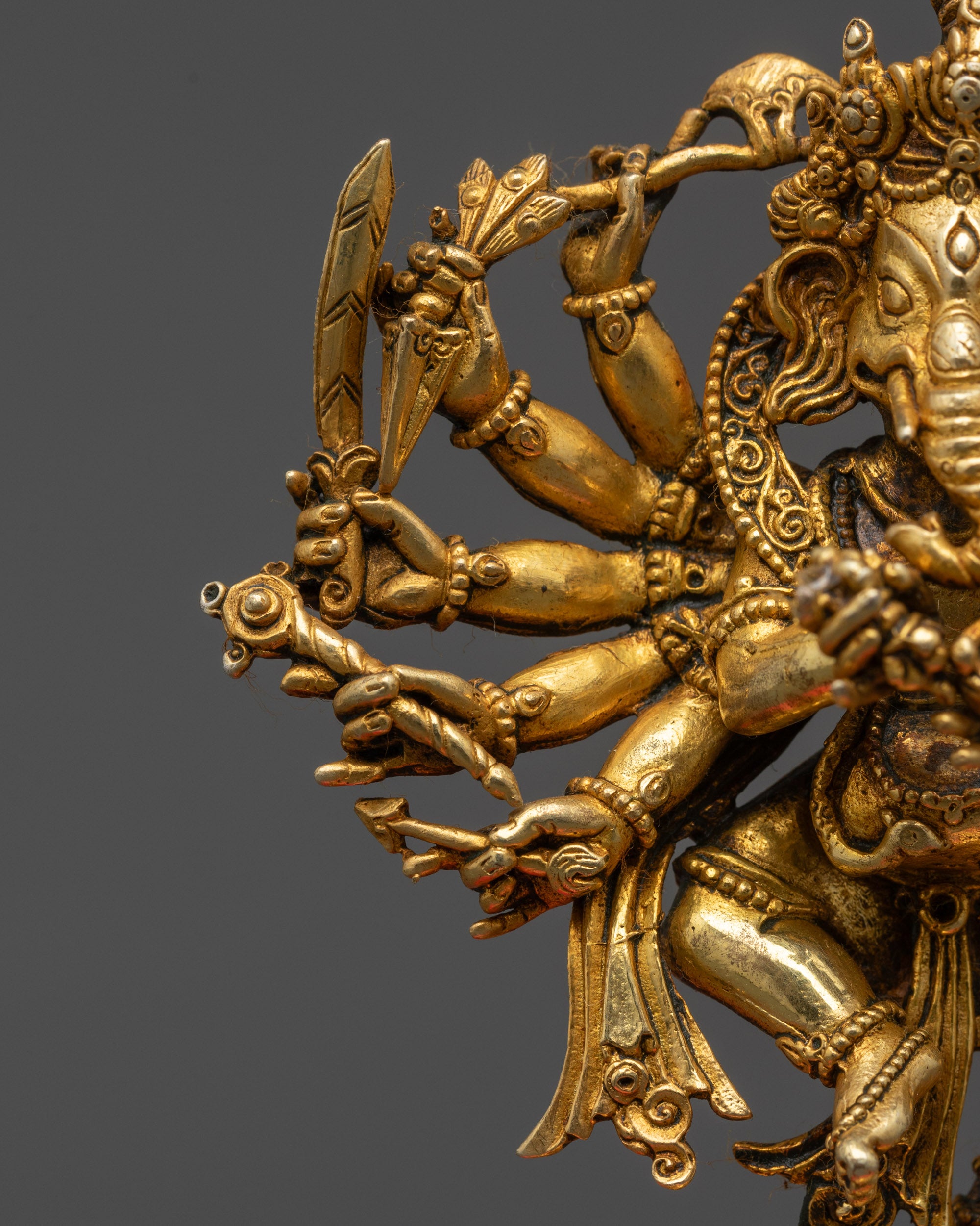 Sixteen Armed Dancing Ganesha Statue | Precision-Crafted Idol from Nepal