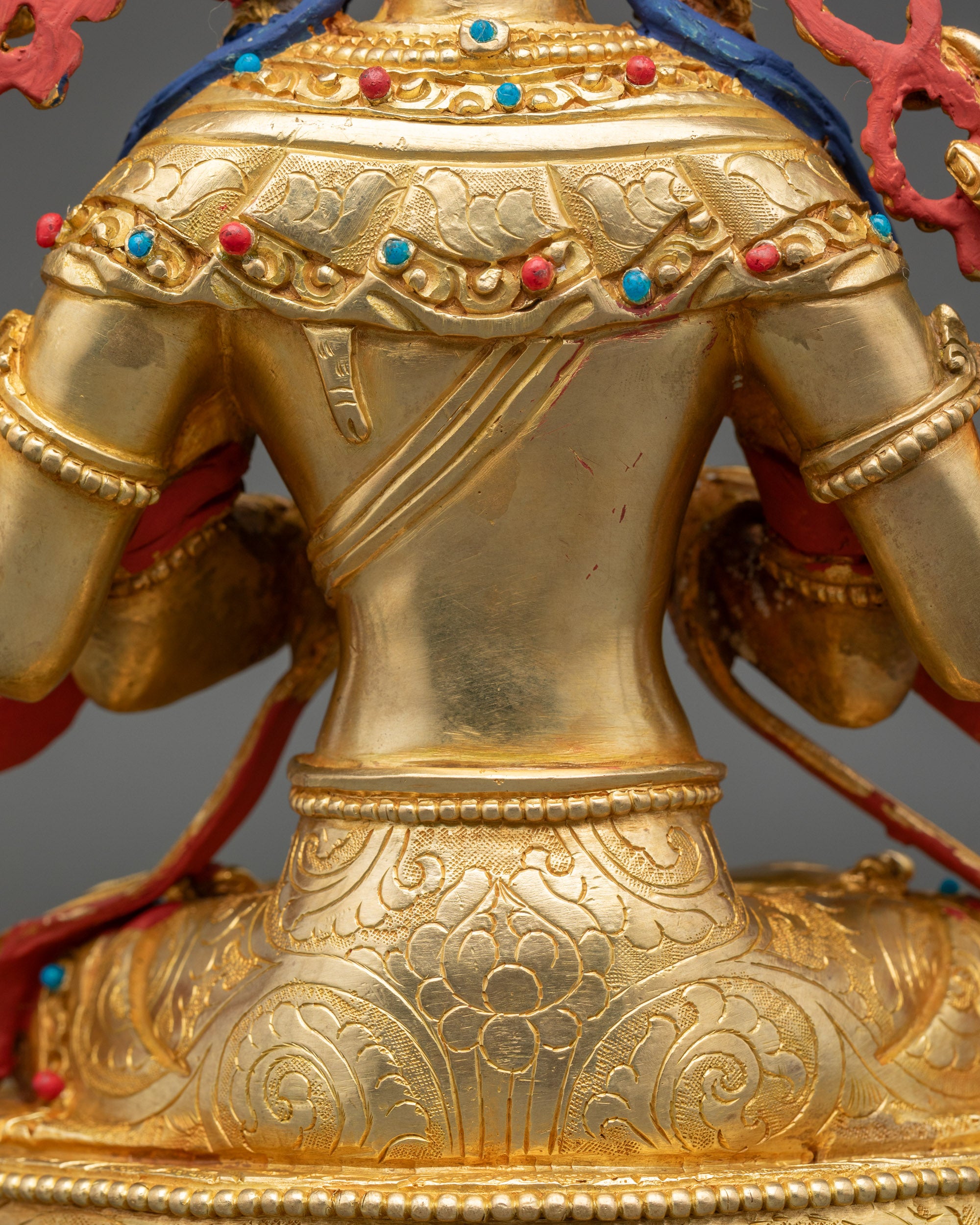 Avalokiteshvara Sculpture – Divine Compassion in Gold Gilded Copper