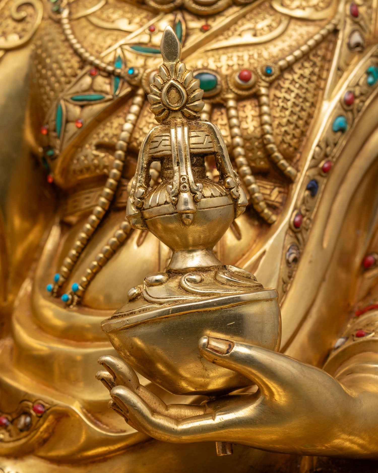 Big Guru Rinpoche Statue | 24K Gold Fire-Gilded Copper Figurine