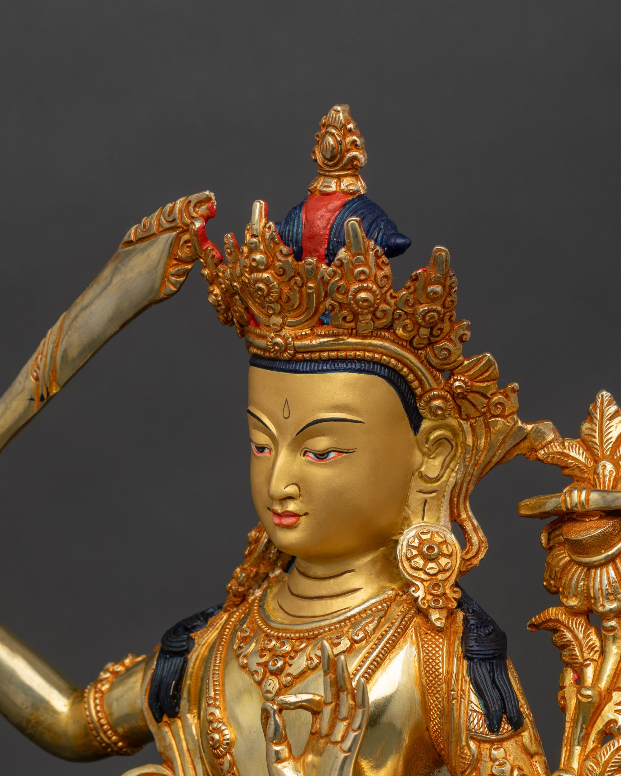 Manjushri Wisdom Statue | Copper Buddhist Figurine from Kathmandu, Nepal