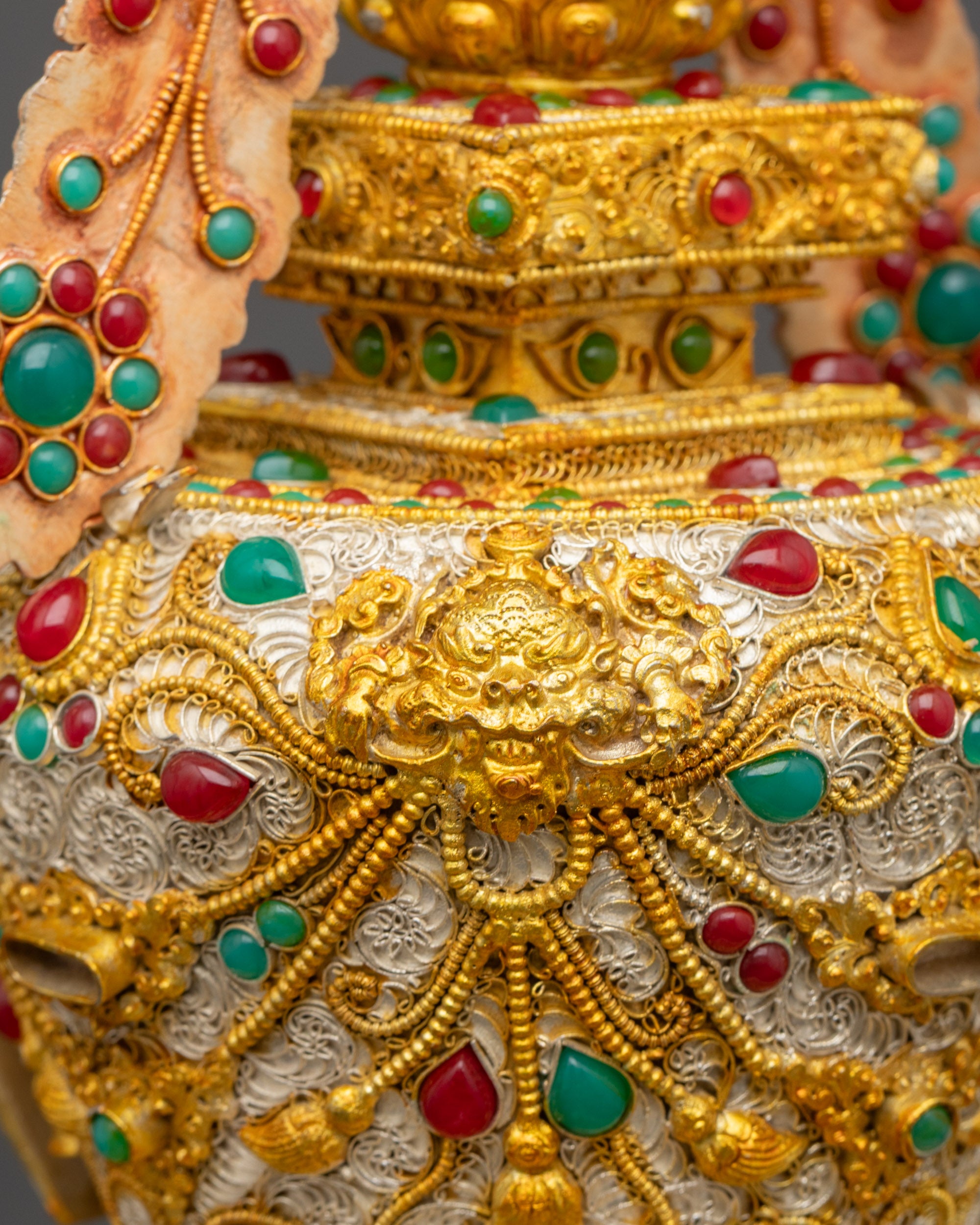 Religious Tibetan Golden Stupa | Handcrafted Buddhist Monument