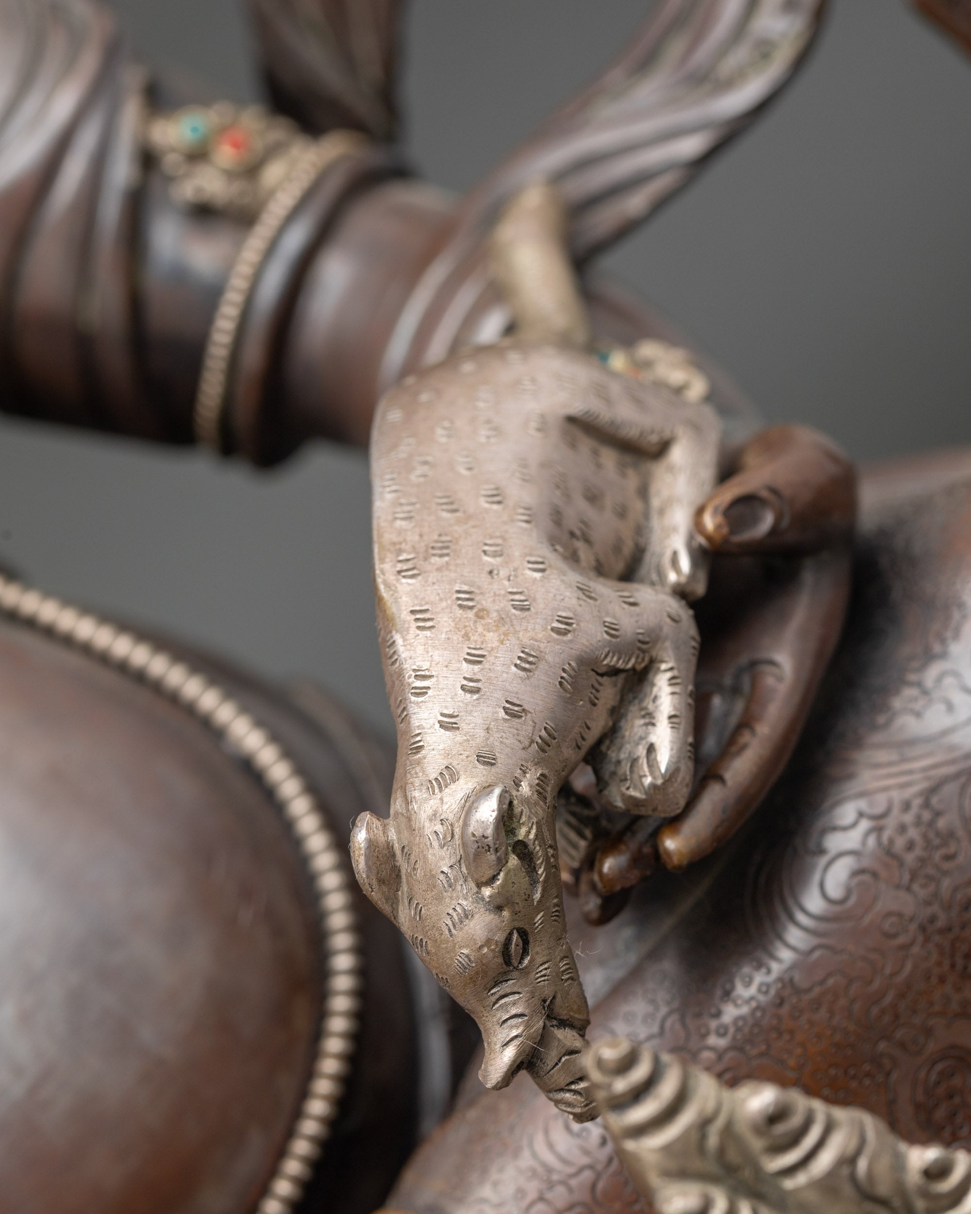 Chemically Oxidized Dzambhala Sculpture | Himalayan Buddhist Idol