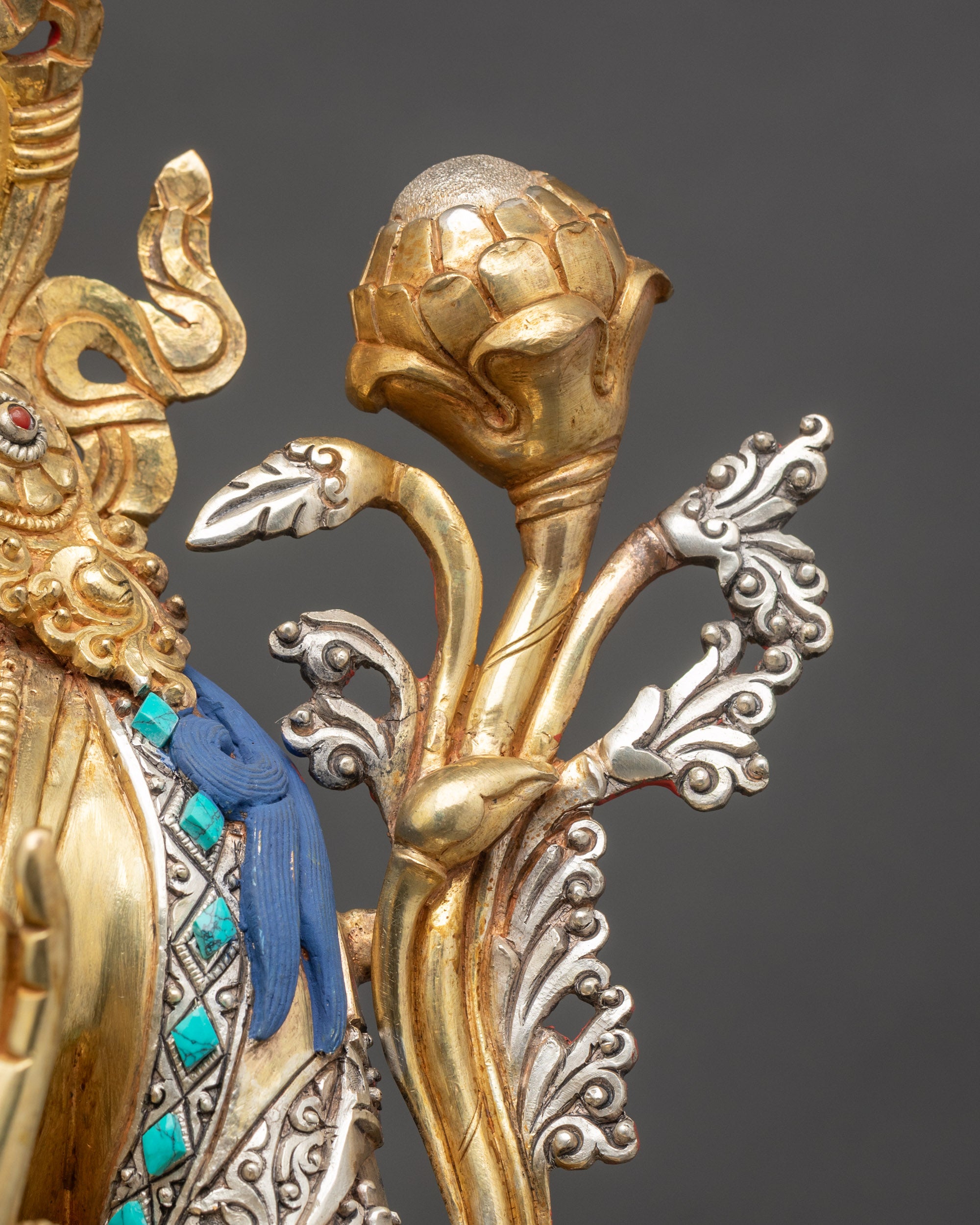 Nepalese White Tara Statue | 24K Gold Fire-Gilded Buddhist Artwork