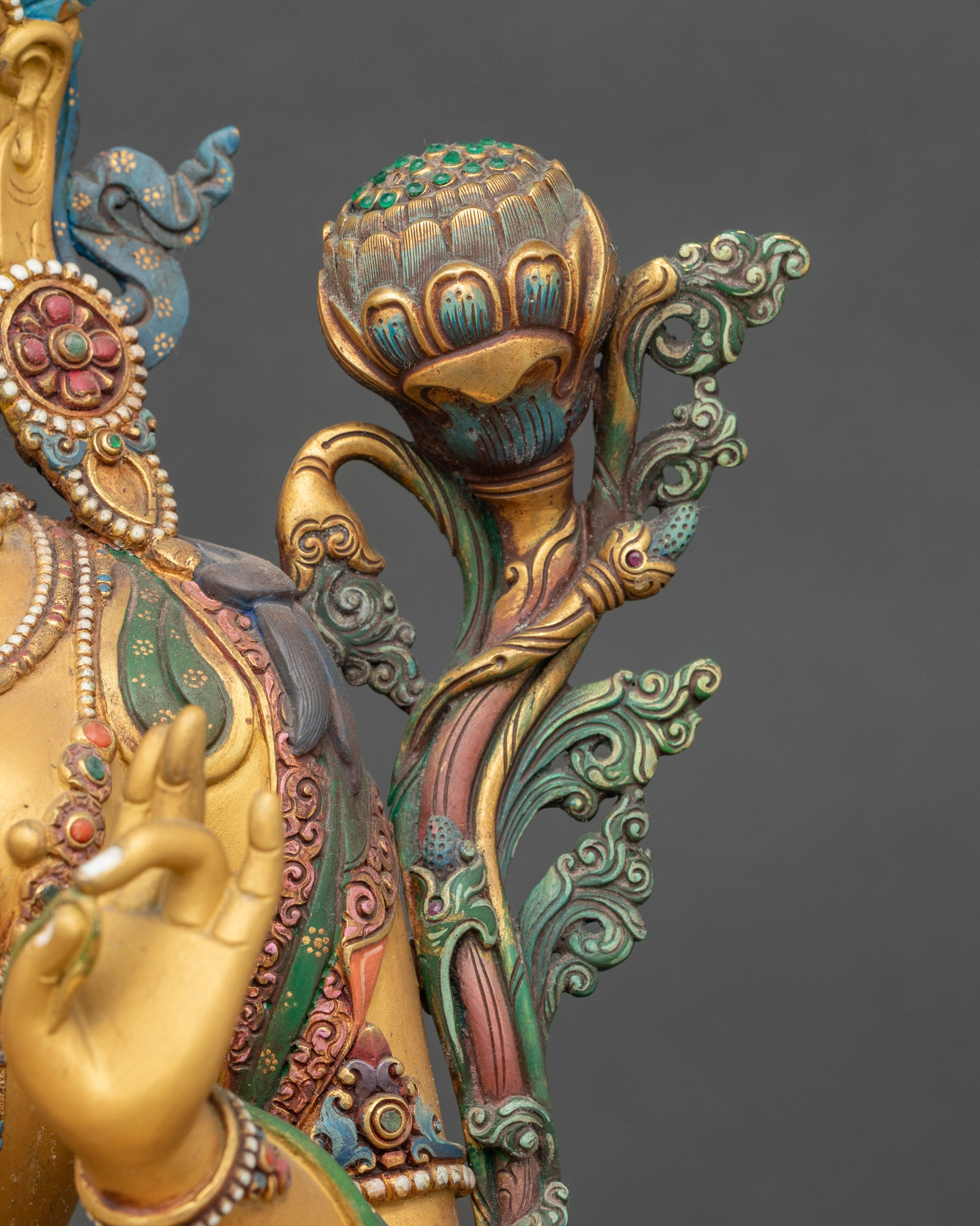 Green Tara Figurine | Lost-Wax Casted Copper Statue from Nepal