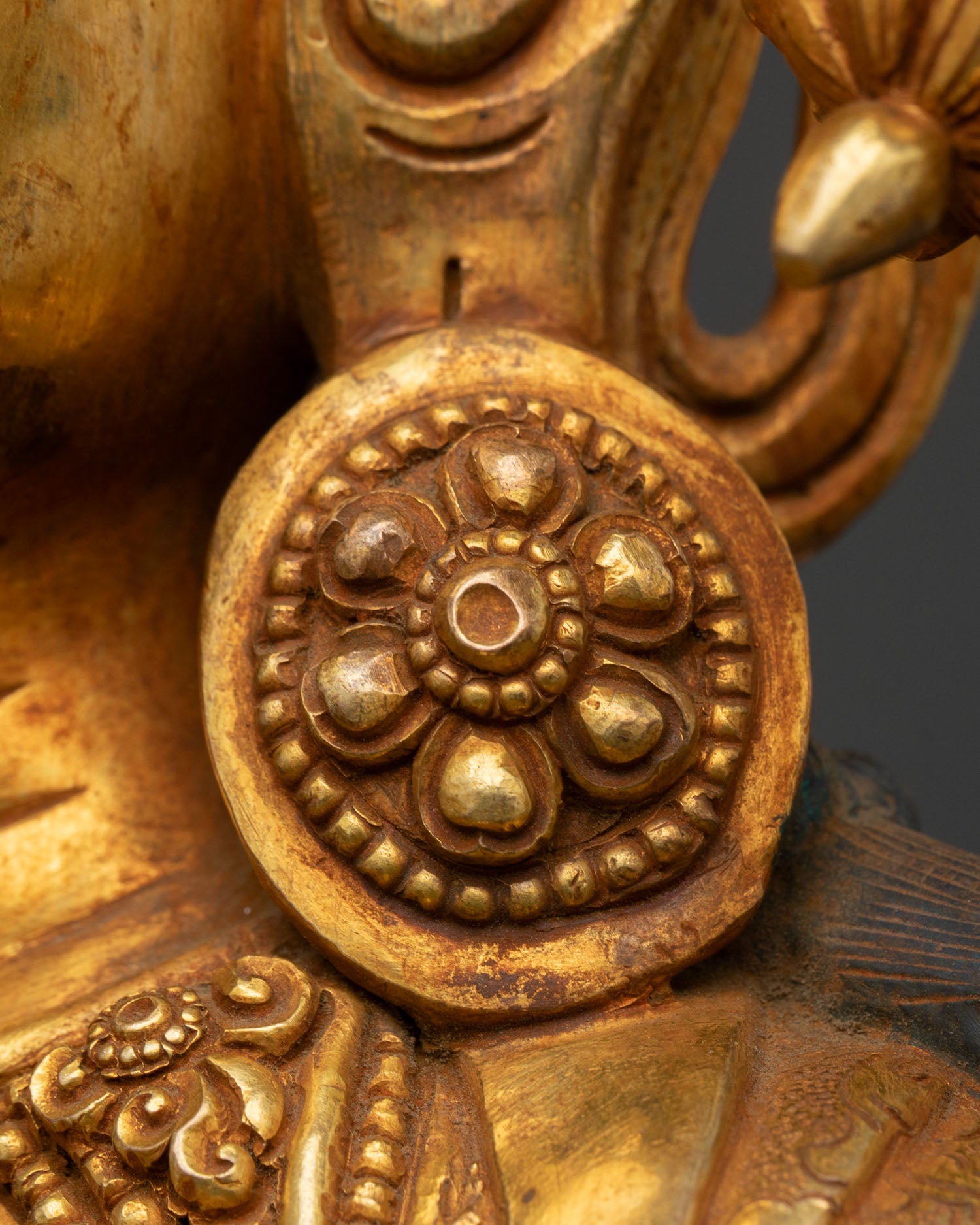 Tibetan Chenrezig Statue | 24K Gold Fire-Gilded Bodhisattva Sculpture