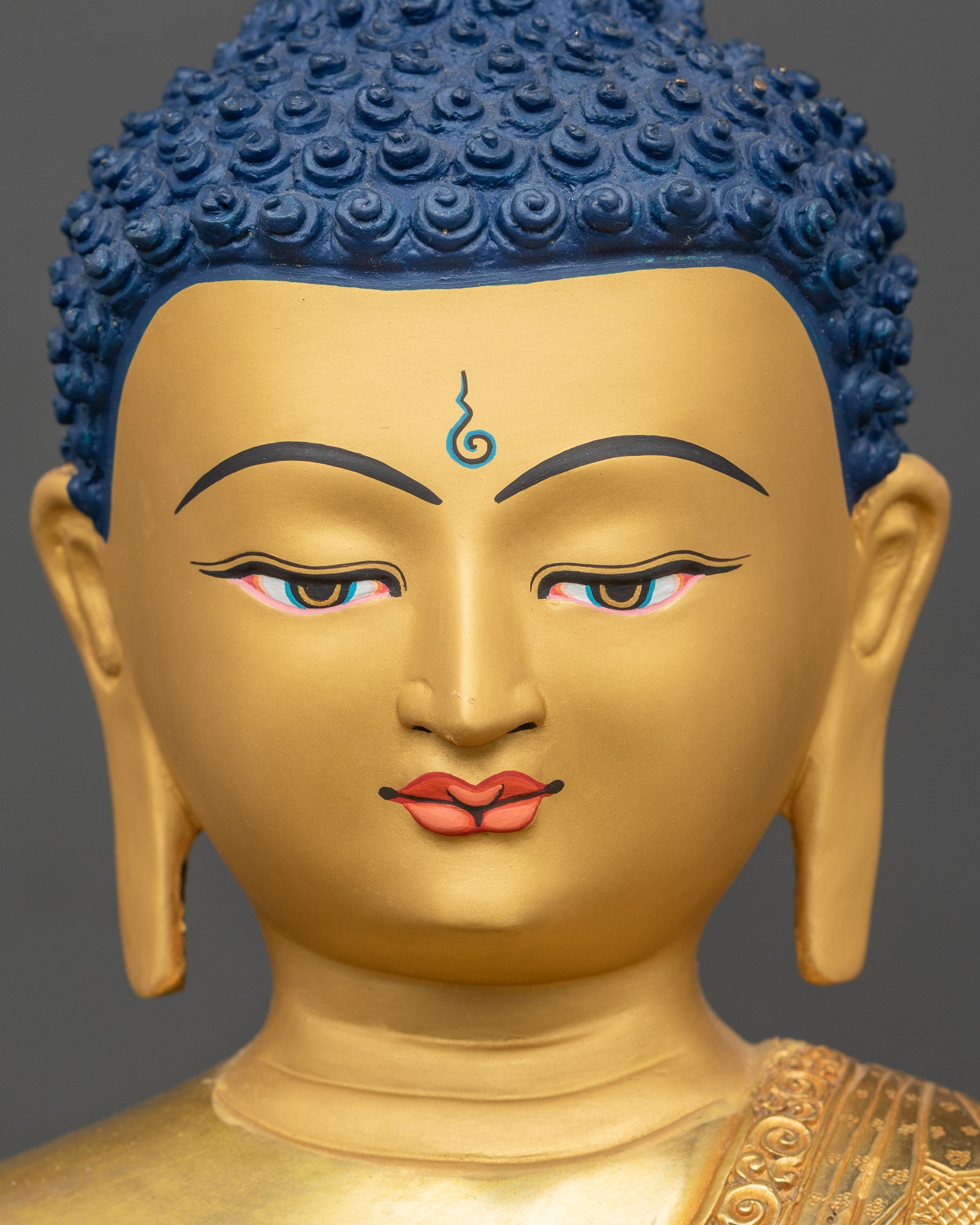Pure Gold Amitabha Buddha Sculpture : Serene Devotional Art