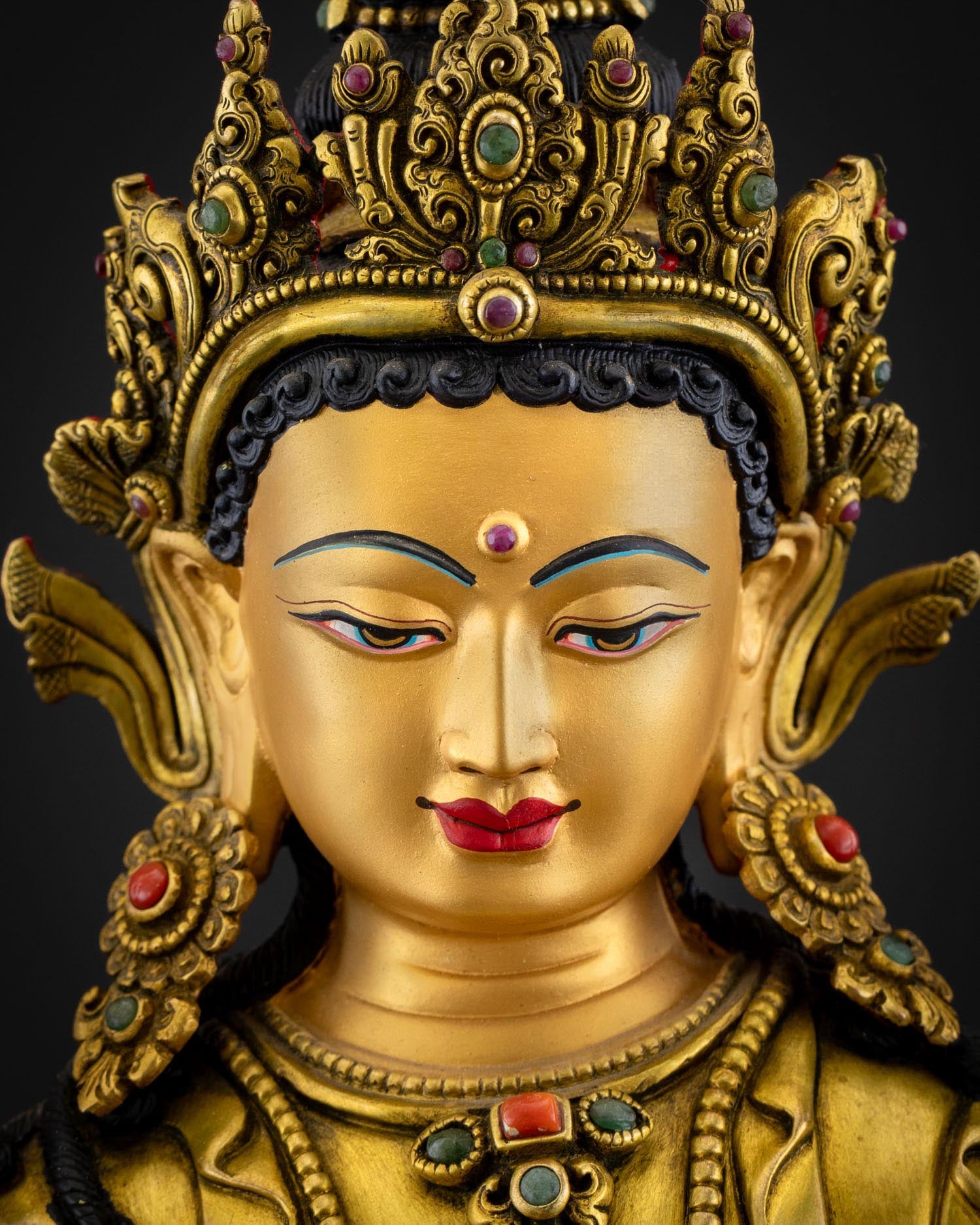 Simhanada Manjushri Statue | Handcrafted Gold Guarantee Idol