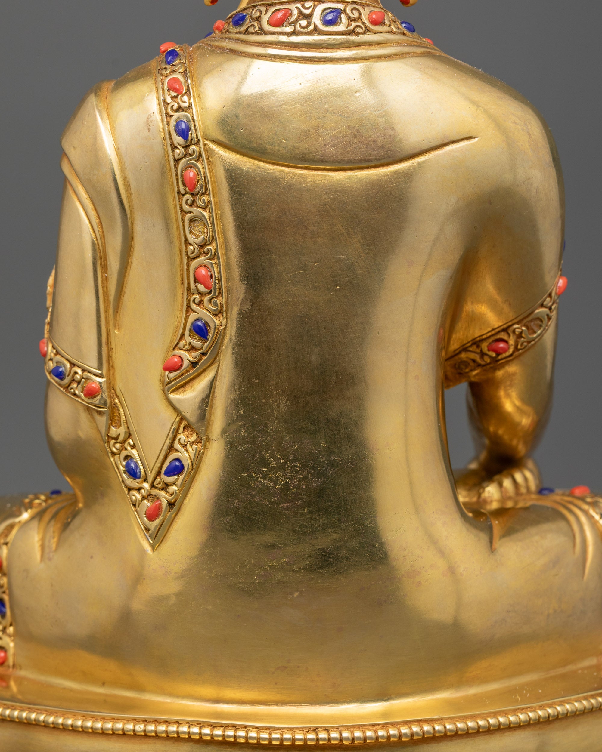 24K Gold Gilded Shakyamuni Buddha Sculpture | Traditional Nepalese Art