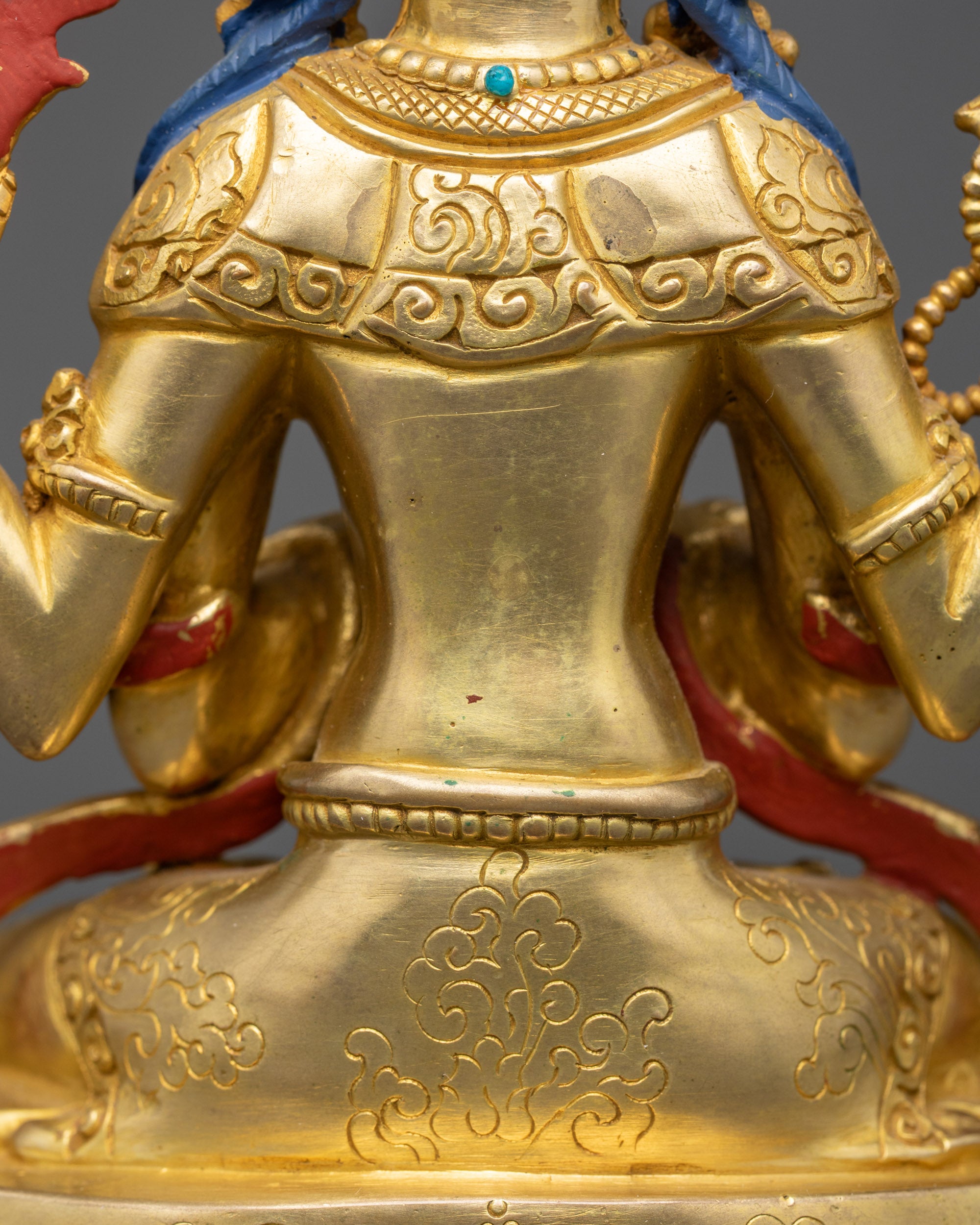 24K Gold Gilded Chenrezig Statue from Nepal | Compassionate Deity