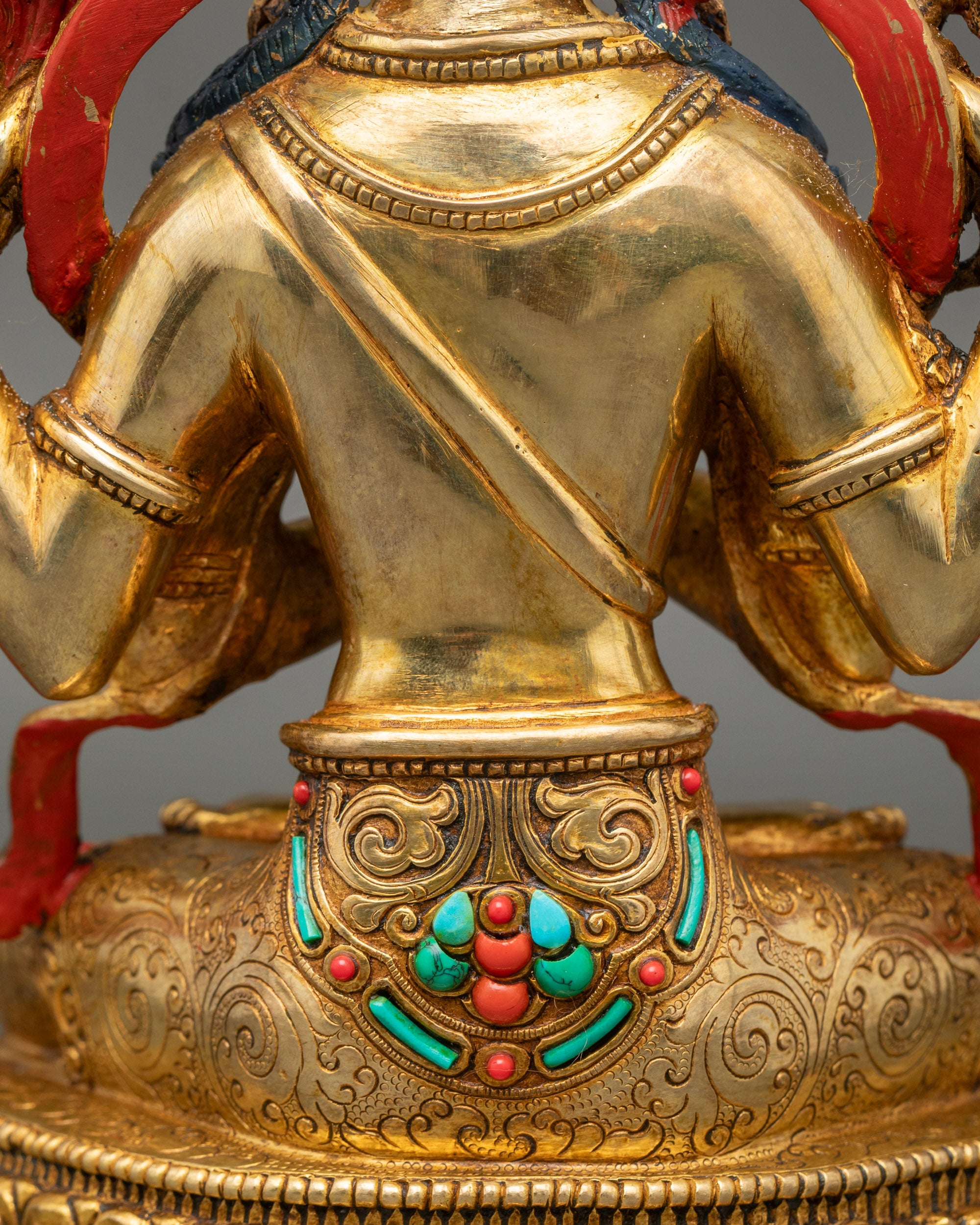 24K Gold Avalokiteshvara Sculpture | Buddhist Icon for Home Altar