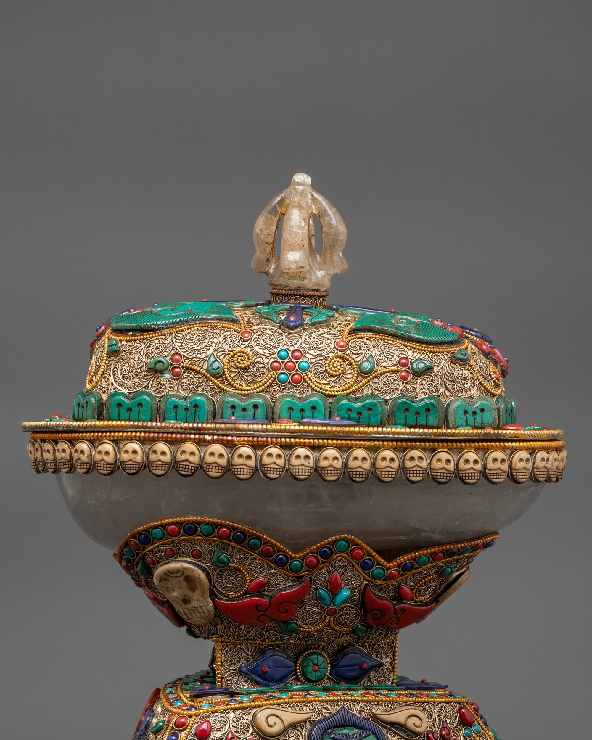 Vajrayana Crystal Kapala | Handcrafted Skull Ritual Offering Vessel