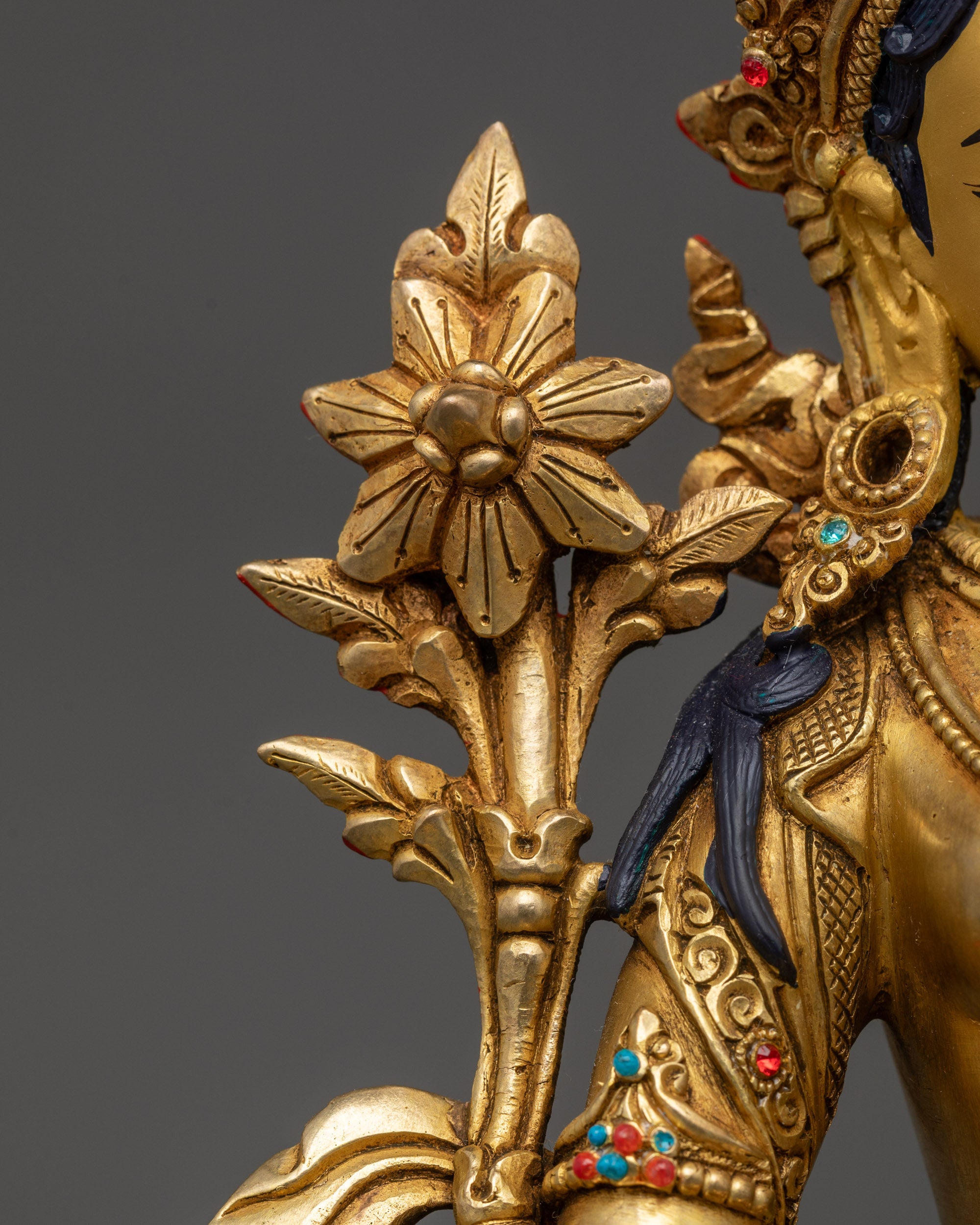 Compassionate Green Tara Statue | Buddhist Sculpture for Altar Decor