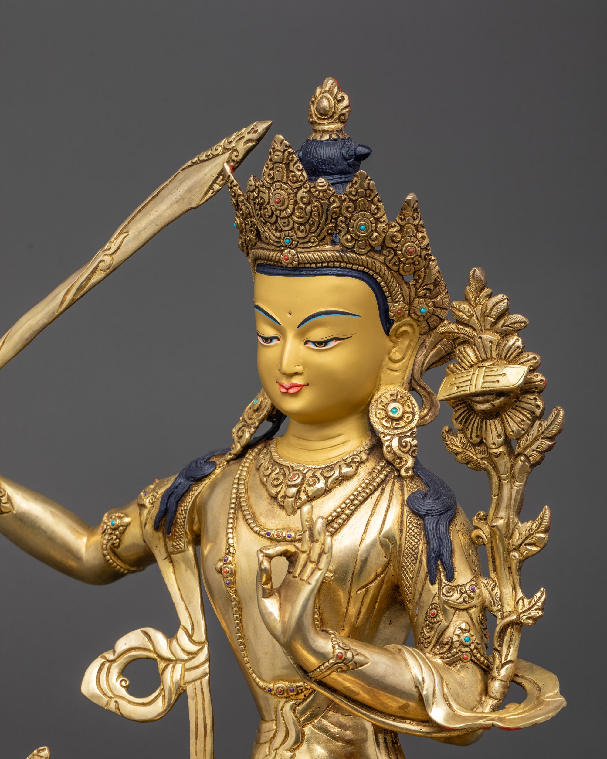 Premium Nepalese Manjushri Sculpture | Bodhisattva of Wisdom Idol