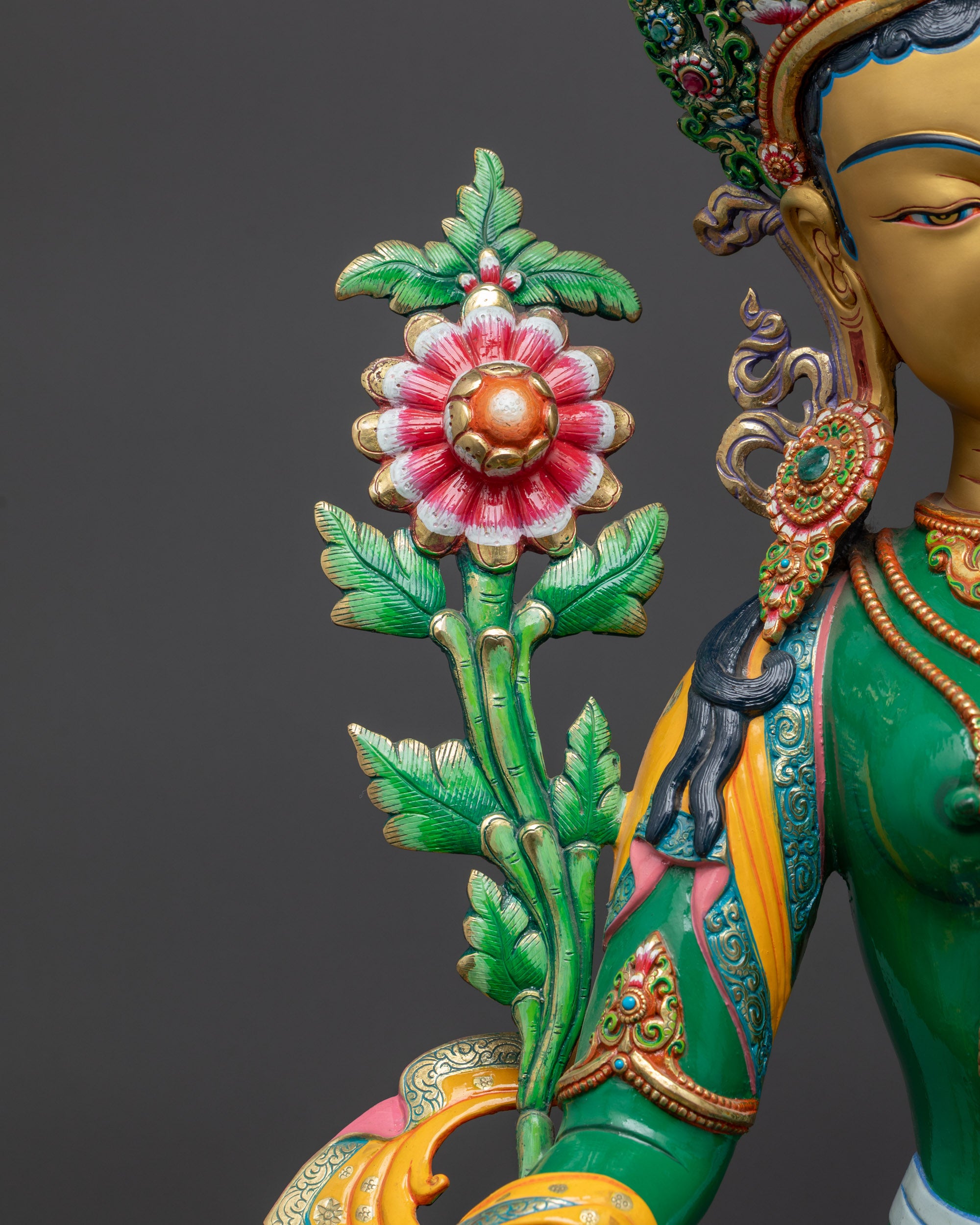 Divine Green Tara Statue | Hand-Carved Buddhist Goddess of Liberation