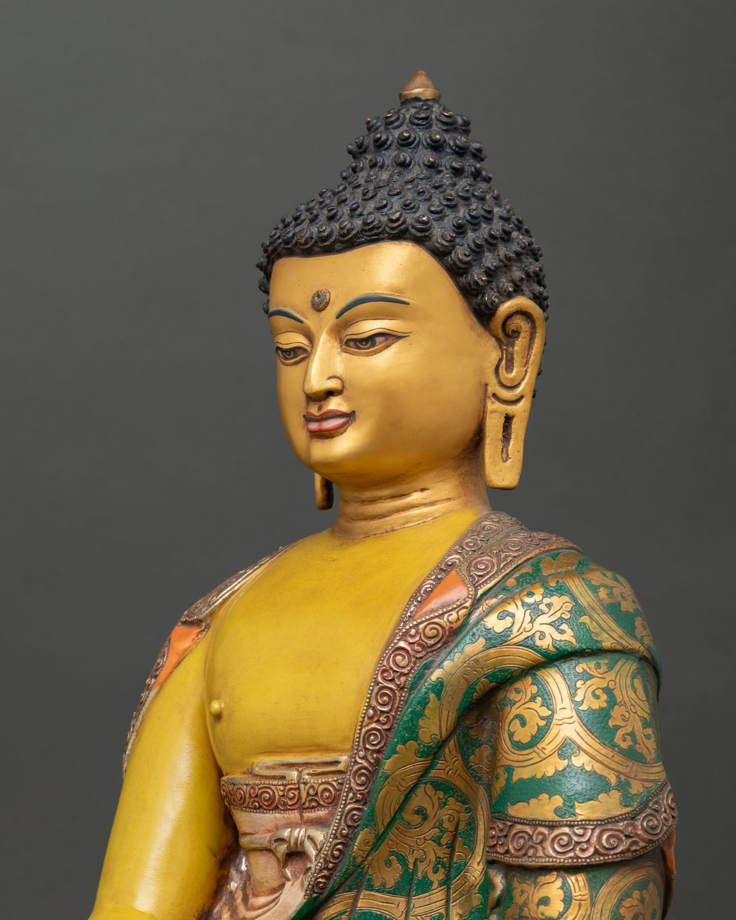 Shakyamuni Buddha Statue | Gold-Painted Face Buddhist Art