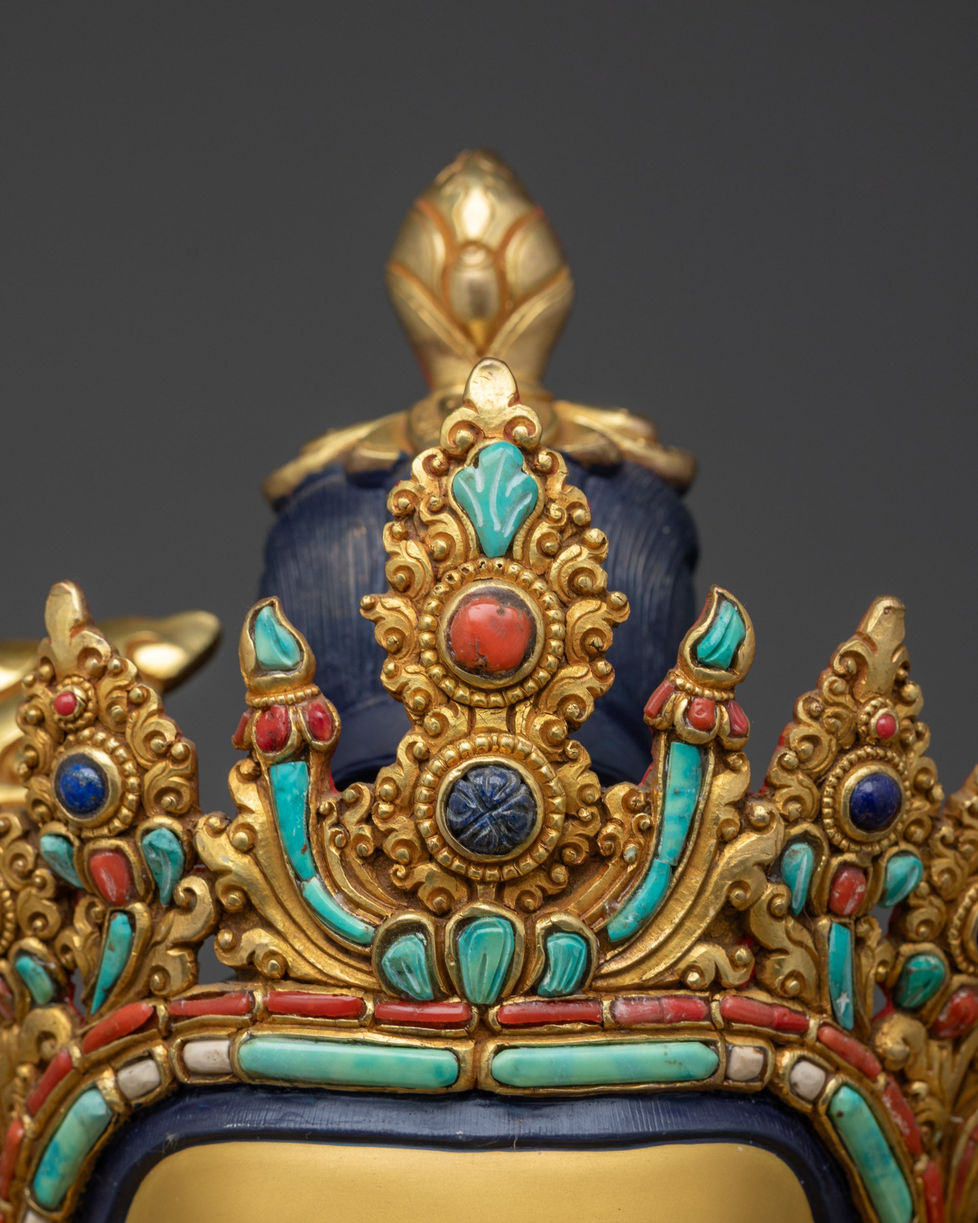 Buddhist Manjushri Statue | Gold-Gilded Bodhisattva of Knowledge Idol