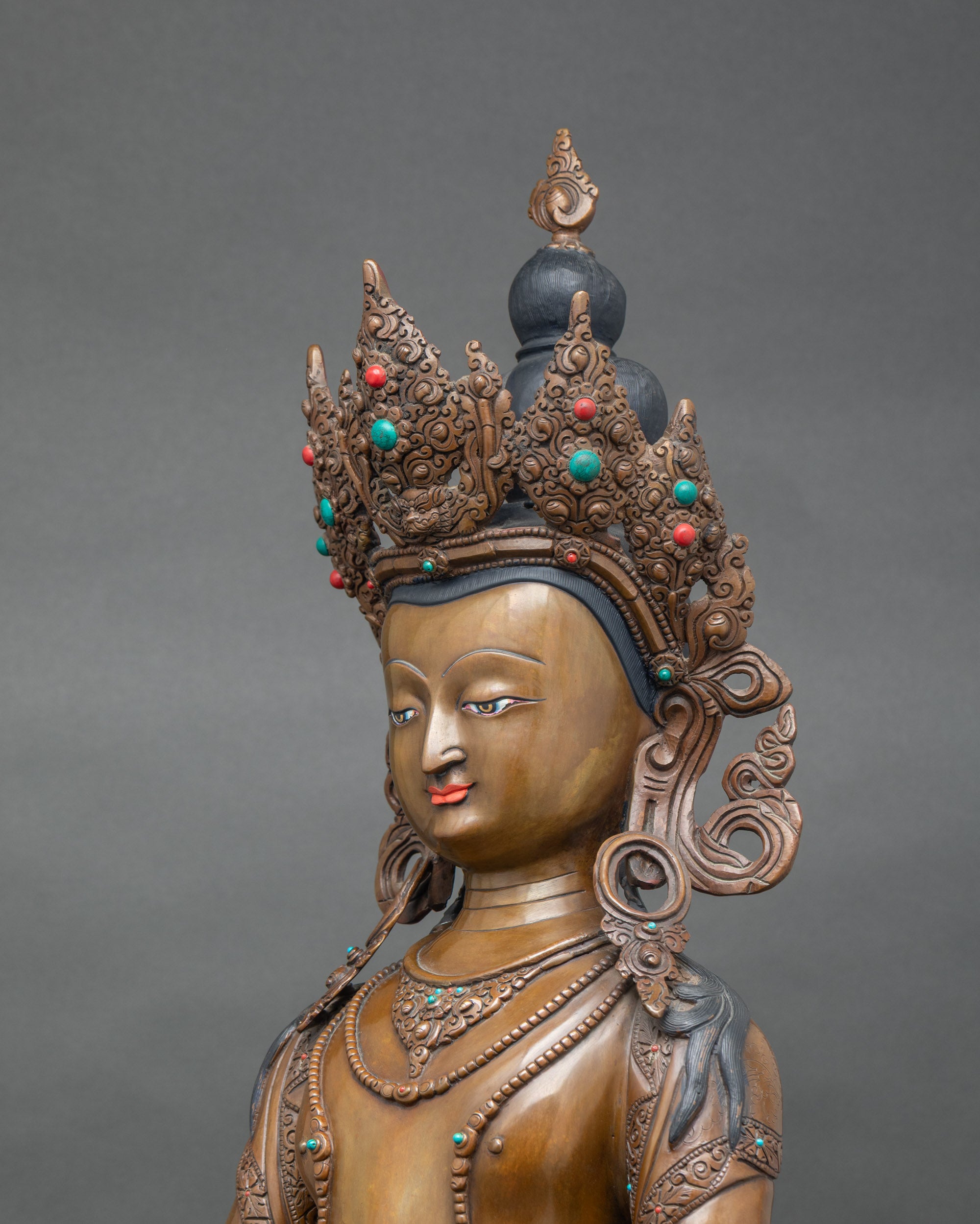 Amitayus Altar sculpture | Lost-Wax Handcrafted Himalayan Statue