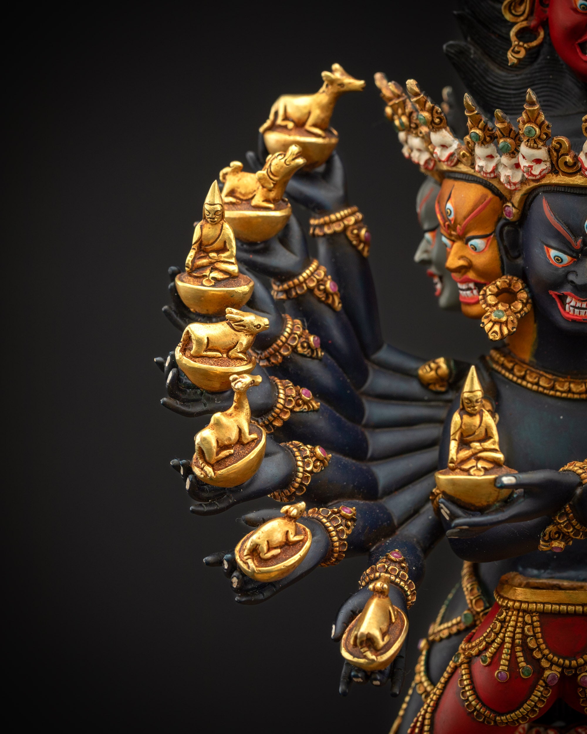 Tantric Hevajra Yab Yum Statue | Sixteen-Armed Vajrayana Yidam