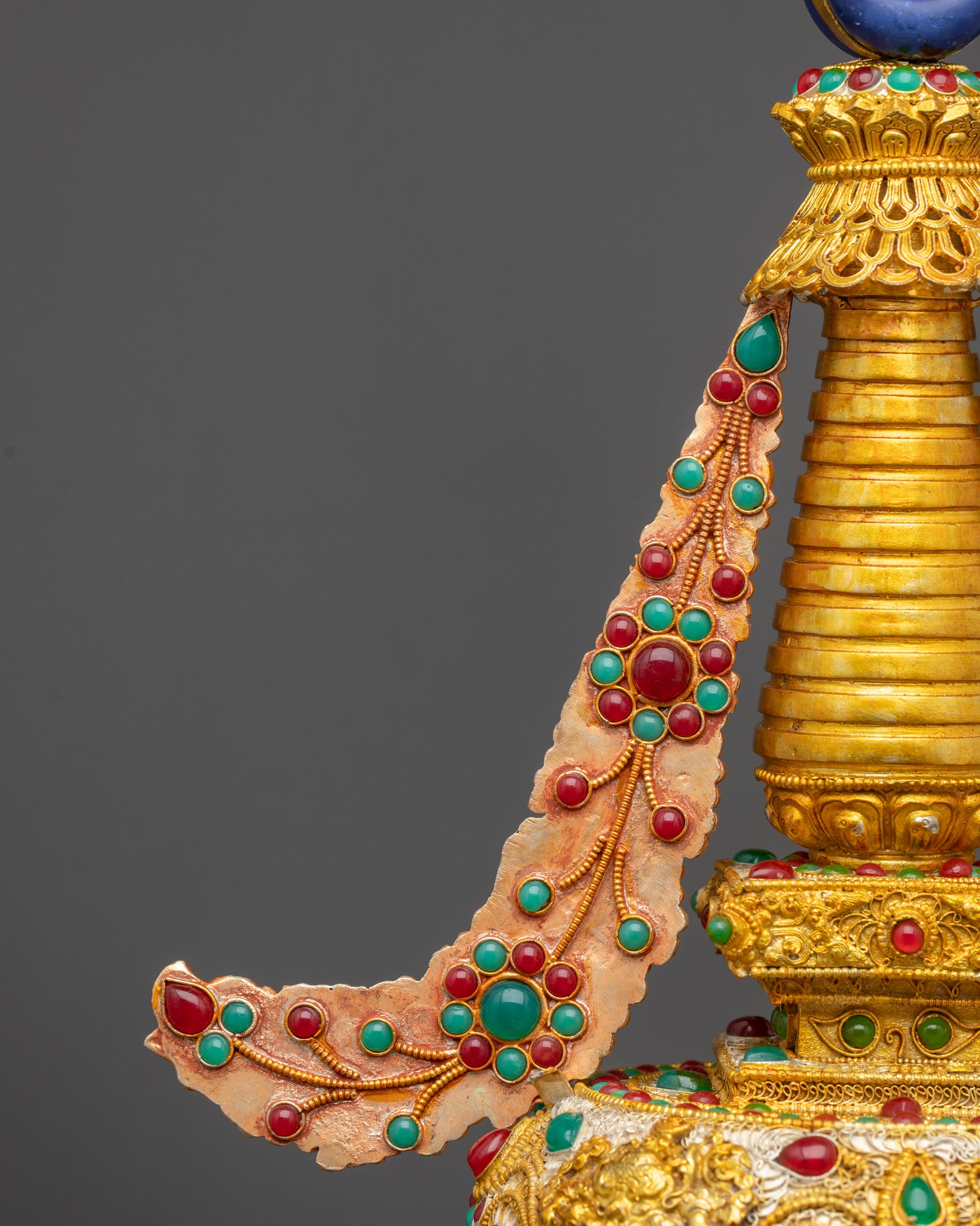 Religious Tibetan Golden Stupa | Handcrafted Buddhist Monument