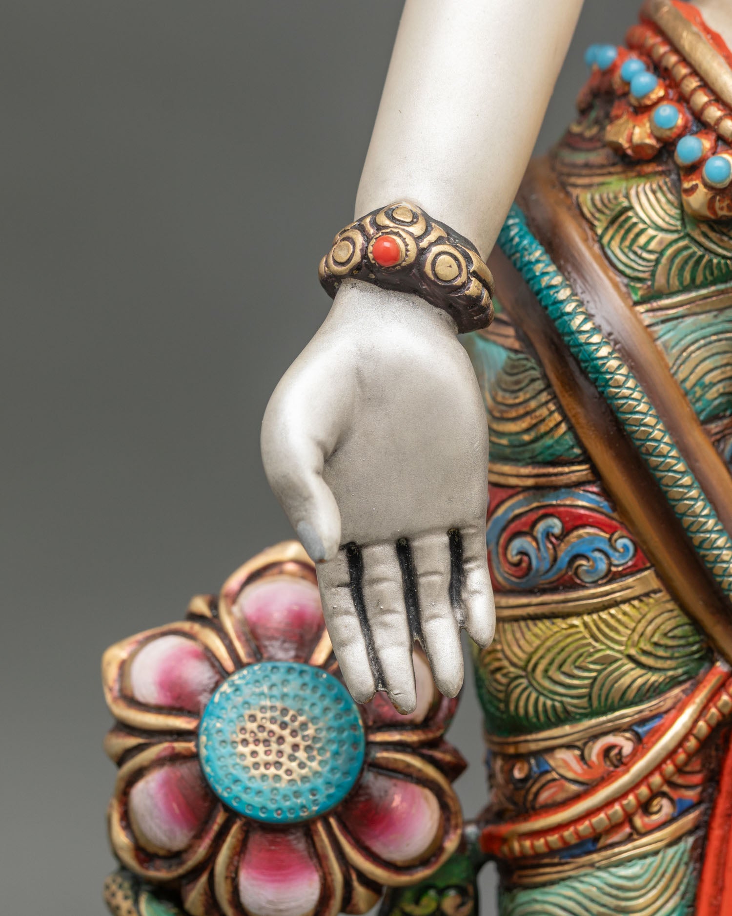 Standing Chenrezig Statue | Colorful Nepali Buddhist Art