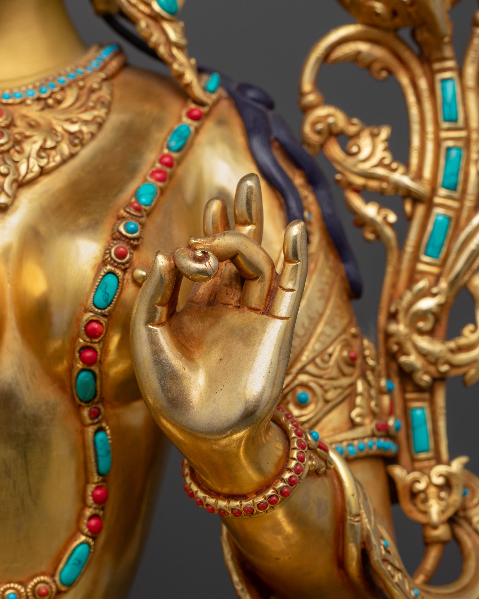 Buddhist Gold-Gilded Premium Green Tara Statue | Handicrafted in Nepal