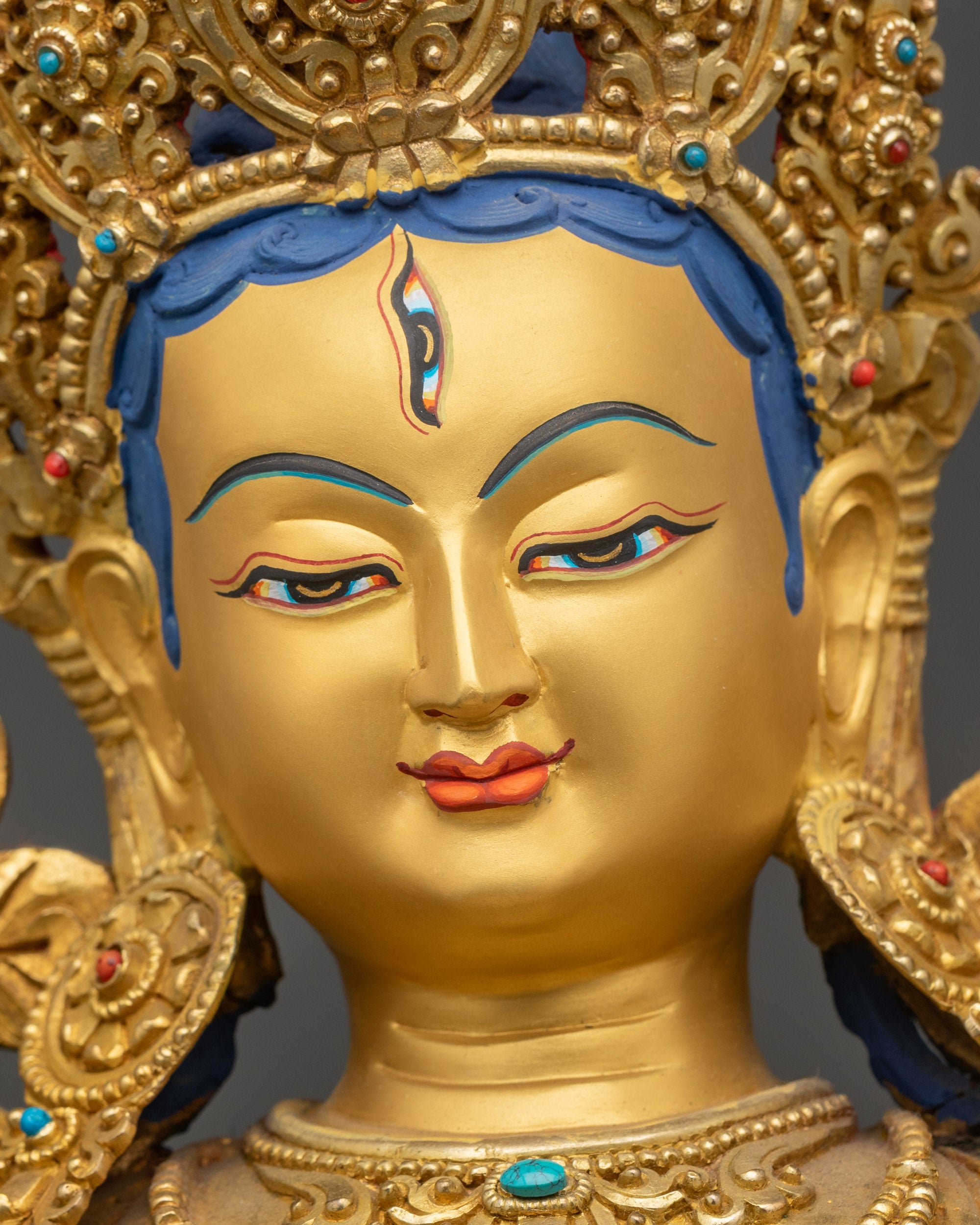 Handcrafted White Tara Sculpture for Spiritual Protection and Healing