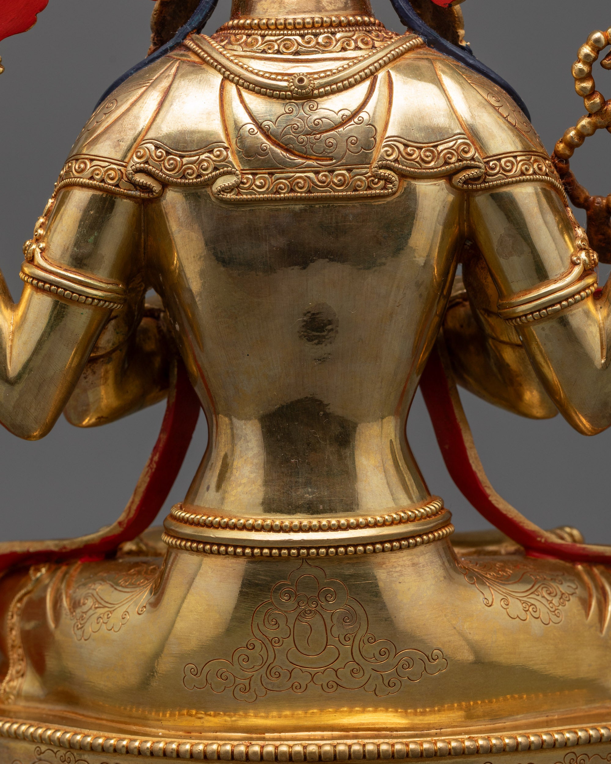 Avalokiteshvara Meditation Statue | 24K Fire Gold-Gilded Sacred Artwork