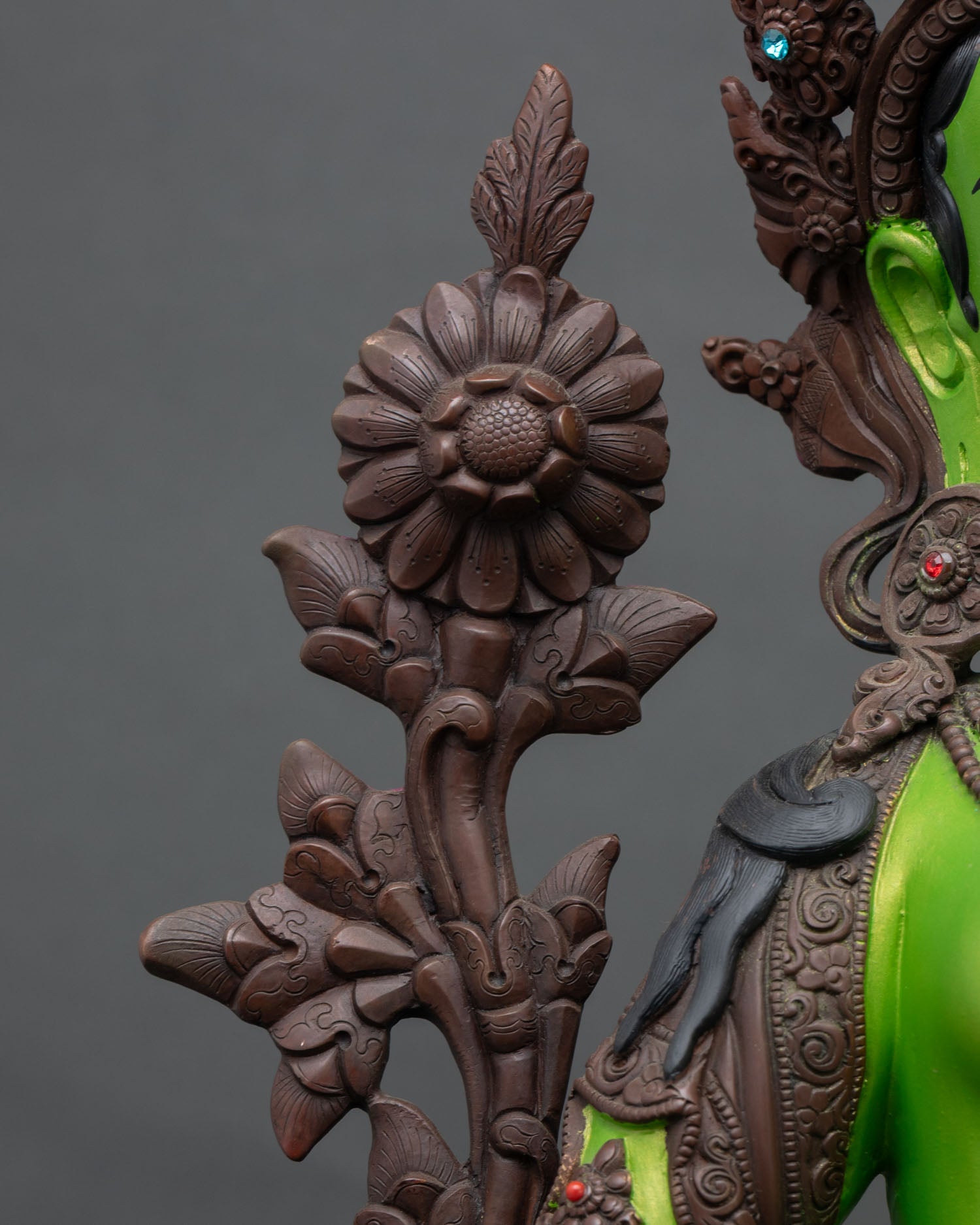 Vibrant Green Tara Statue | Goddess of Compassion Figurine