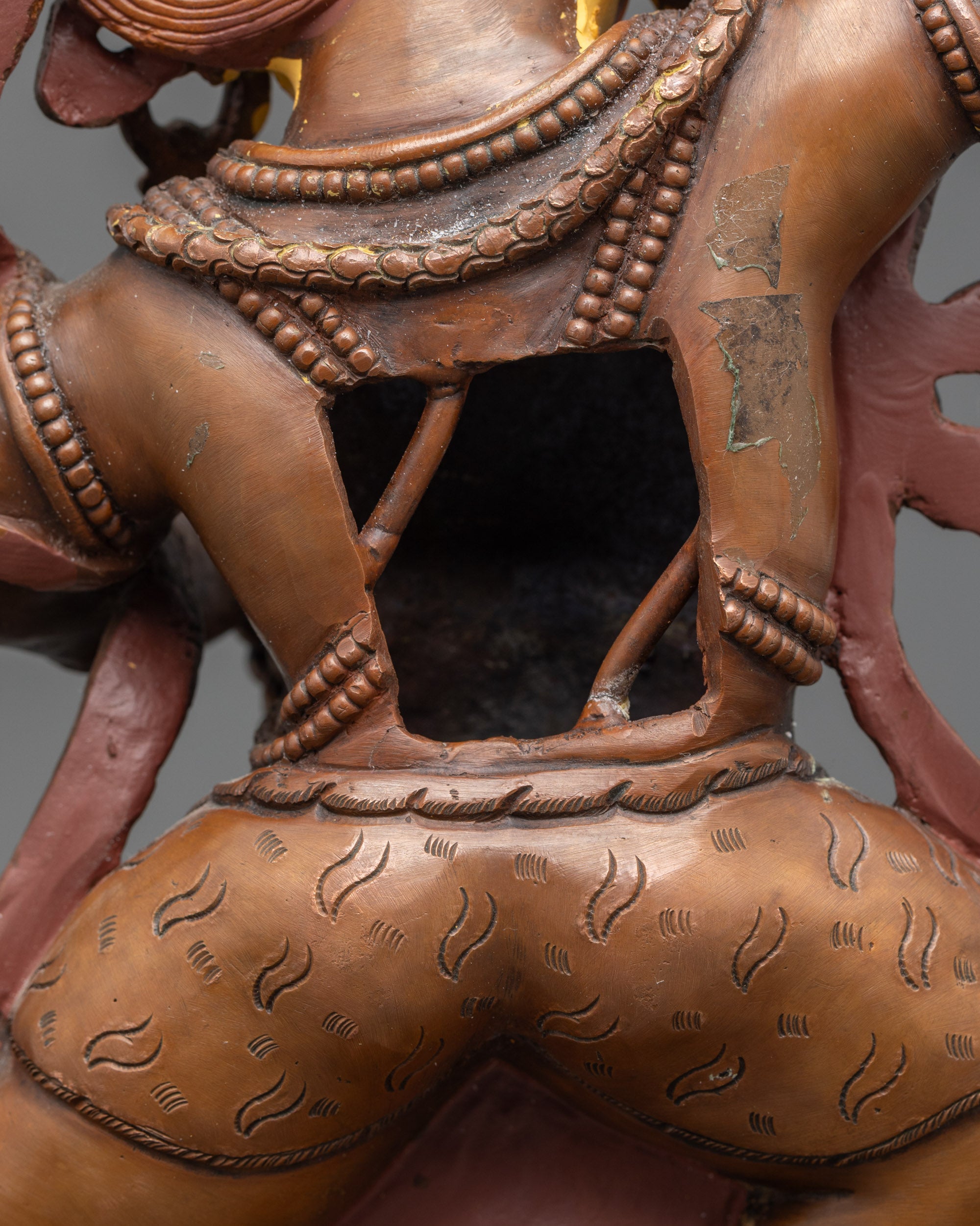 Oxidized Copper Vajrapani Statue | Nepalese Buddhist Guardian Sculpture