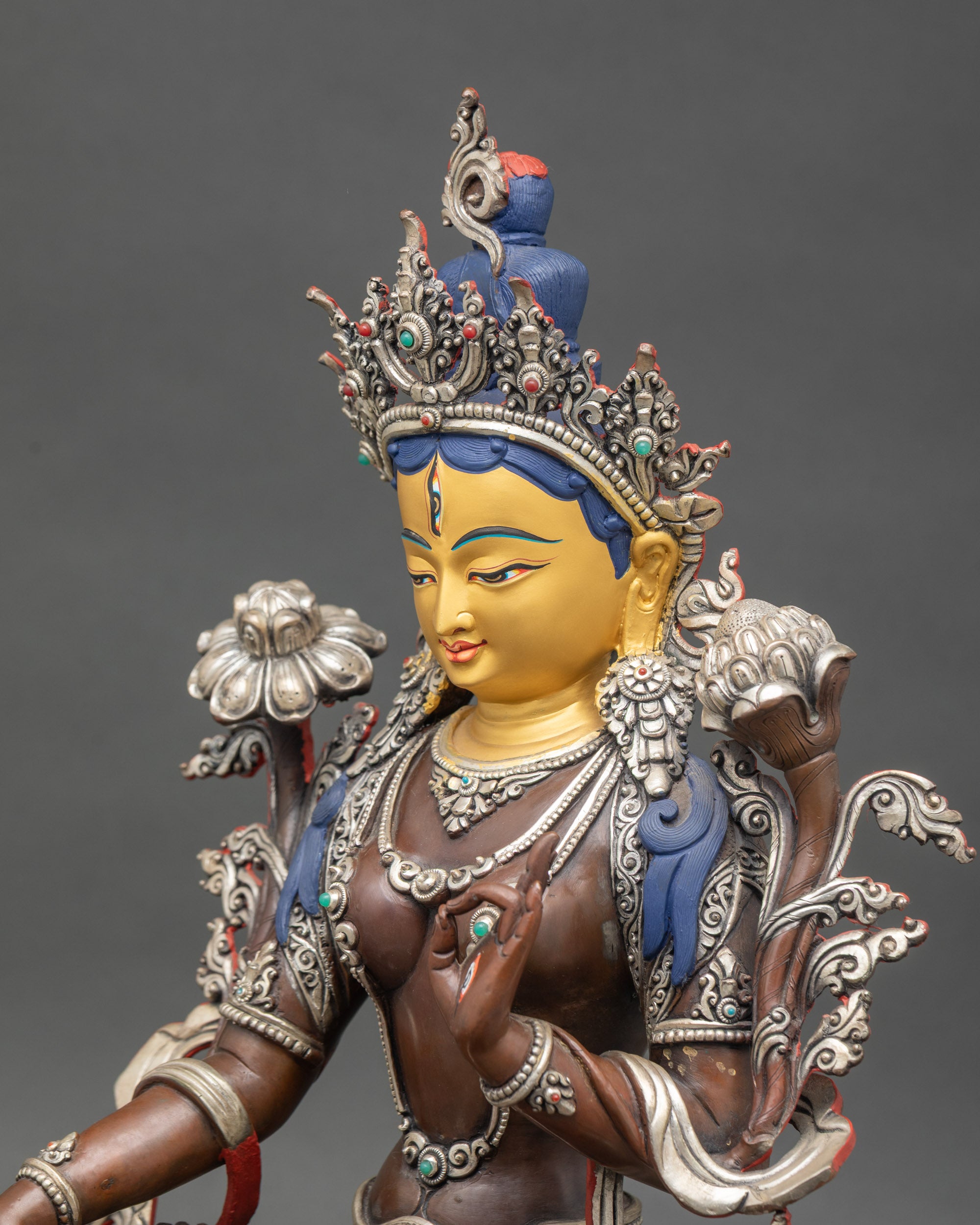 White Tara Statue for Altar | Buddhist Sculpture for Healing and Longevity