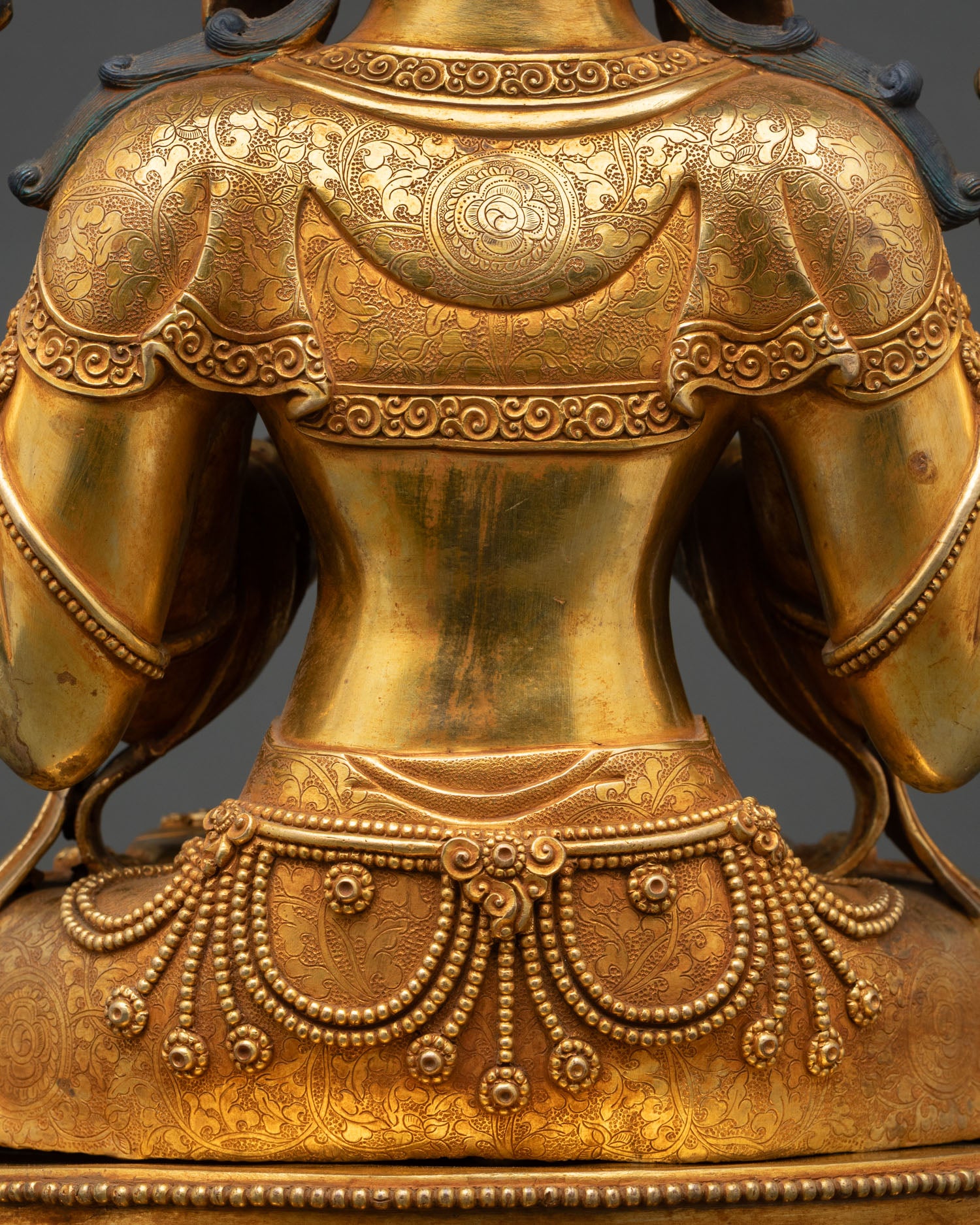 Tibetan Chenrezig Statue | 24K Gold Fire-Gilded Bodhisattva Sculpture