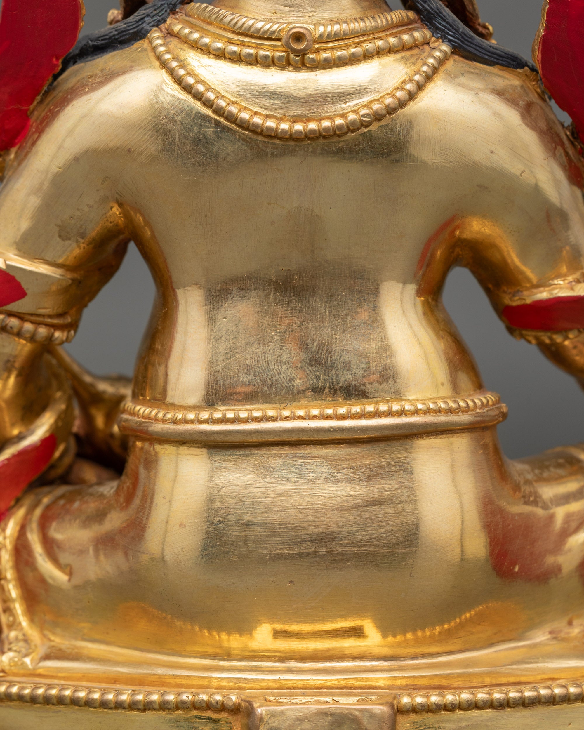 Yellow Dzambhala Statue- Handcrafted Copper Buddhist Artwork