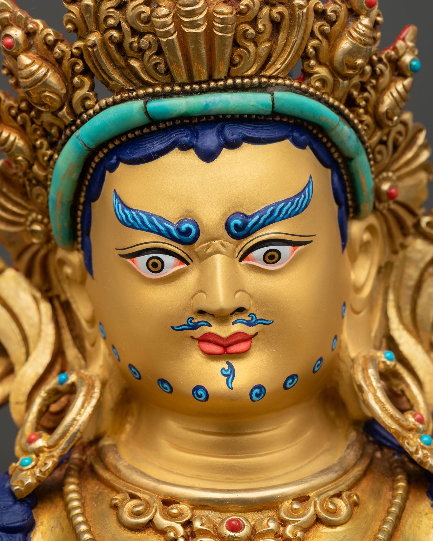 Dzambhala Sculpture on Ornate Throne | Sacred Nepalese Art