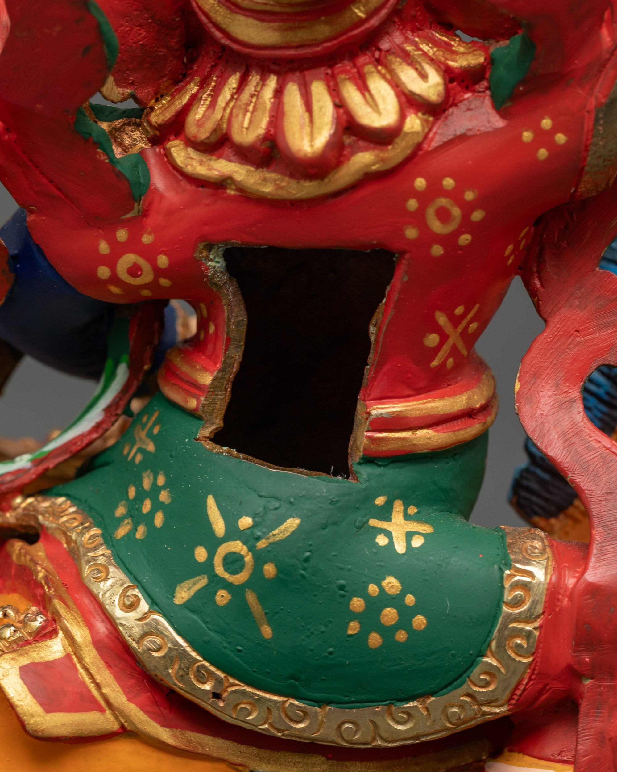 Intricately Carved King Gesar Statue | Copper and Acrylic Artwork