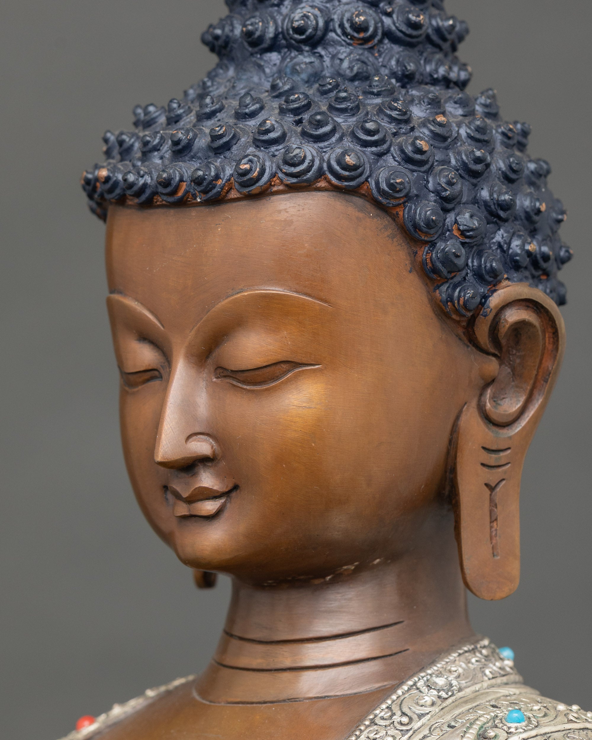 Oxidized Vairocana Buddha Copper Statue | Cosmic Buddha Figurine