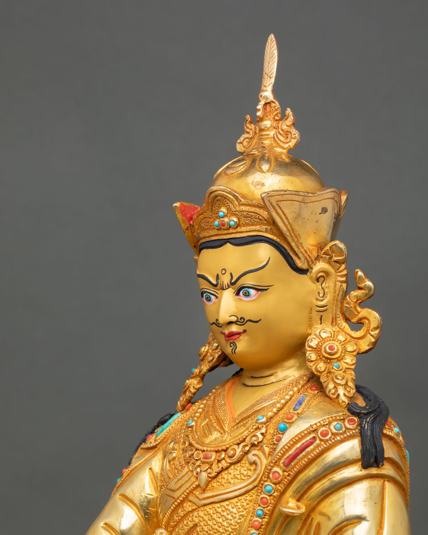 Guru Rinpoche Statue | Handcrafted Gold Fire-Gilded Copper Art