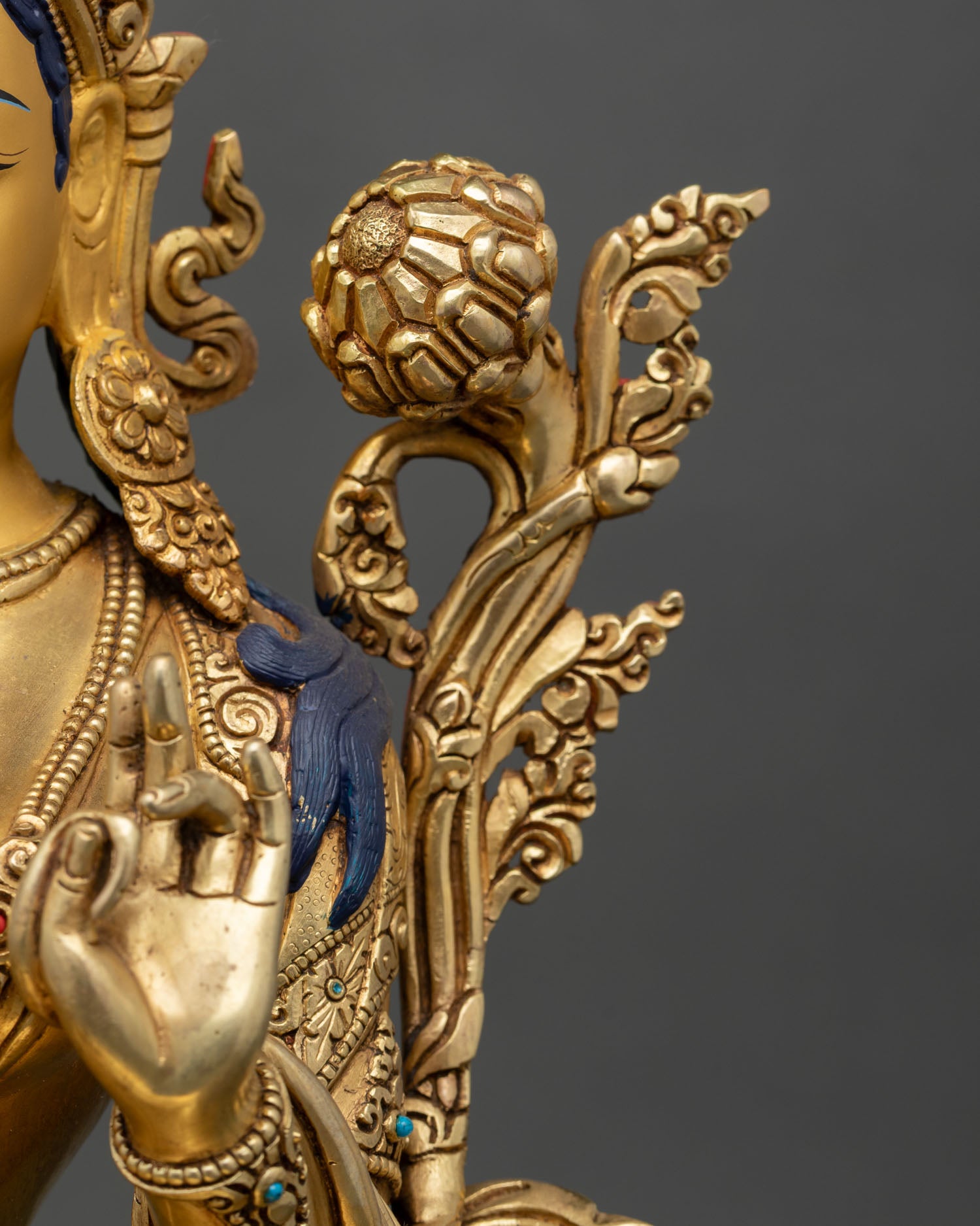 Green Tara Statue –Tibetan Deity with Gold Gilded Finish