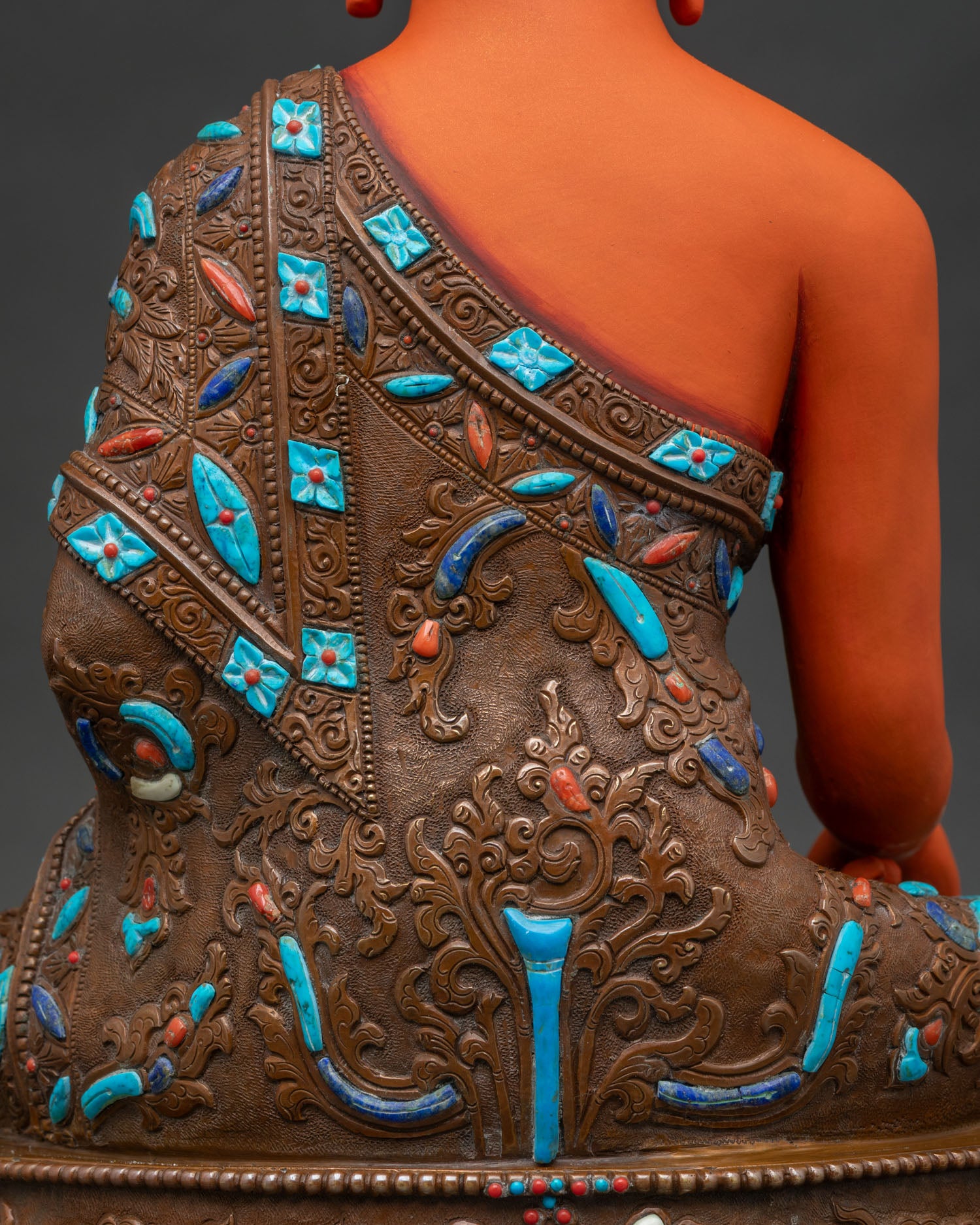 Vibrant Shakyamuni Buddha Statue | Oxidized Copper Buddhist Figurine