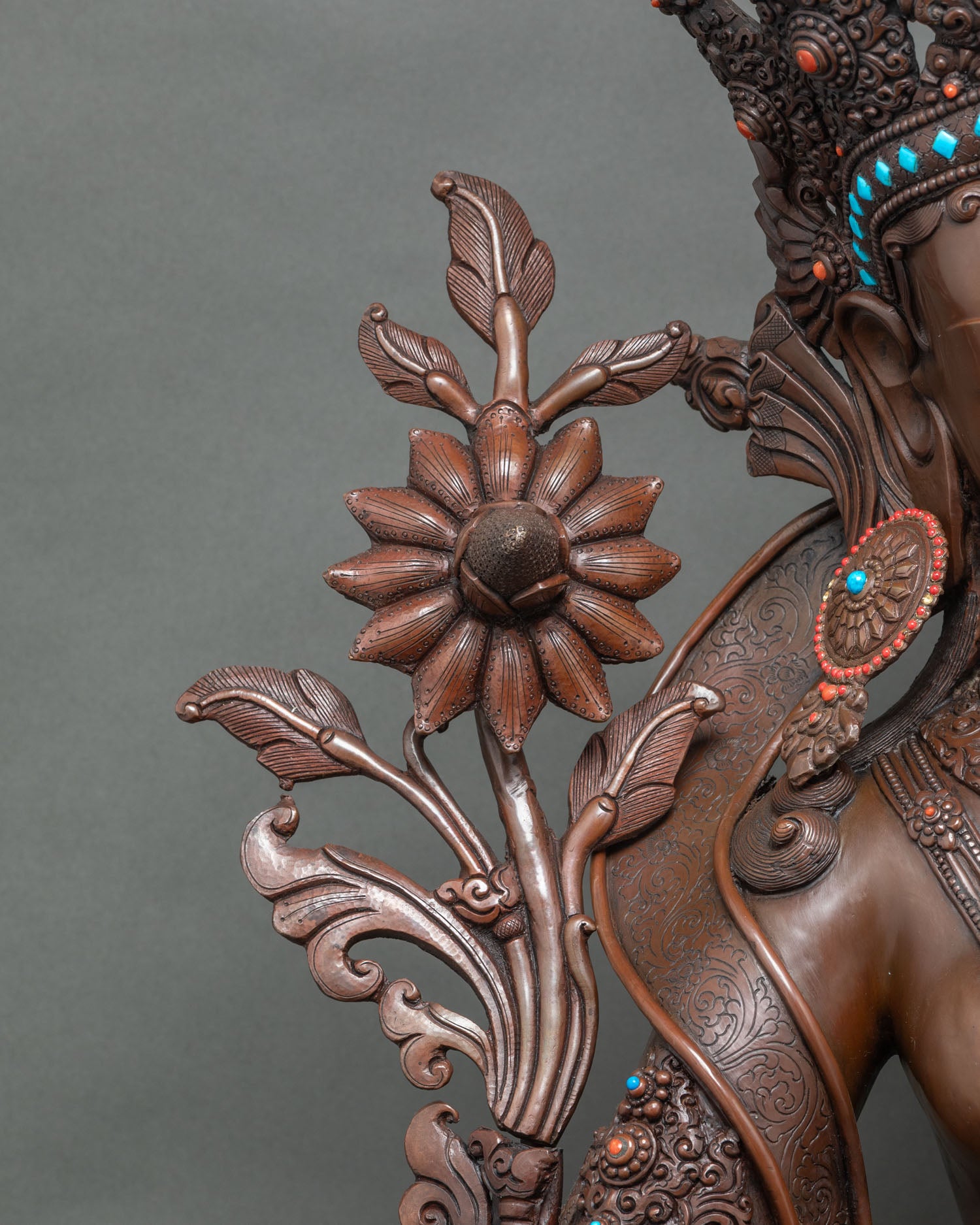 Grand Green Tara Statue | Oxidized Copper Buddhist Sculpture