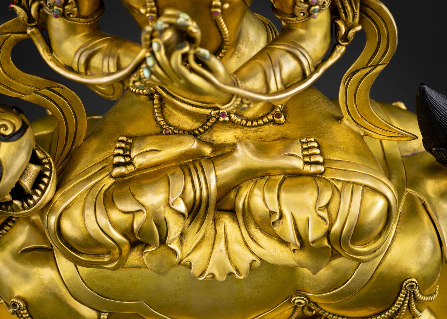 Simhanada Manjushri Statue | Handcrafted Gold Guarantee Idol