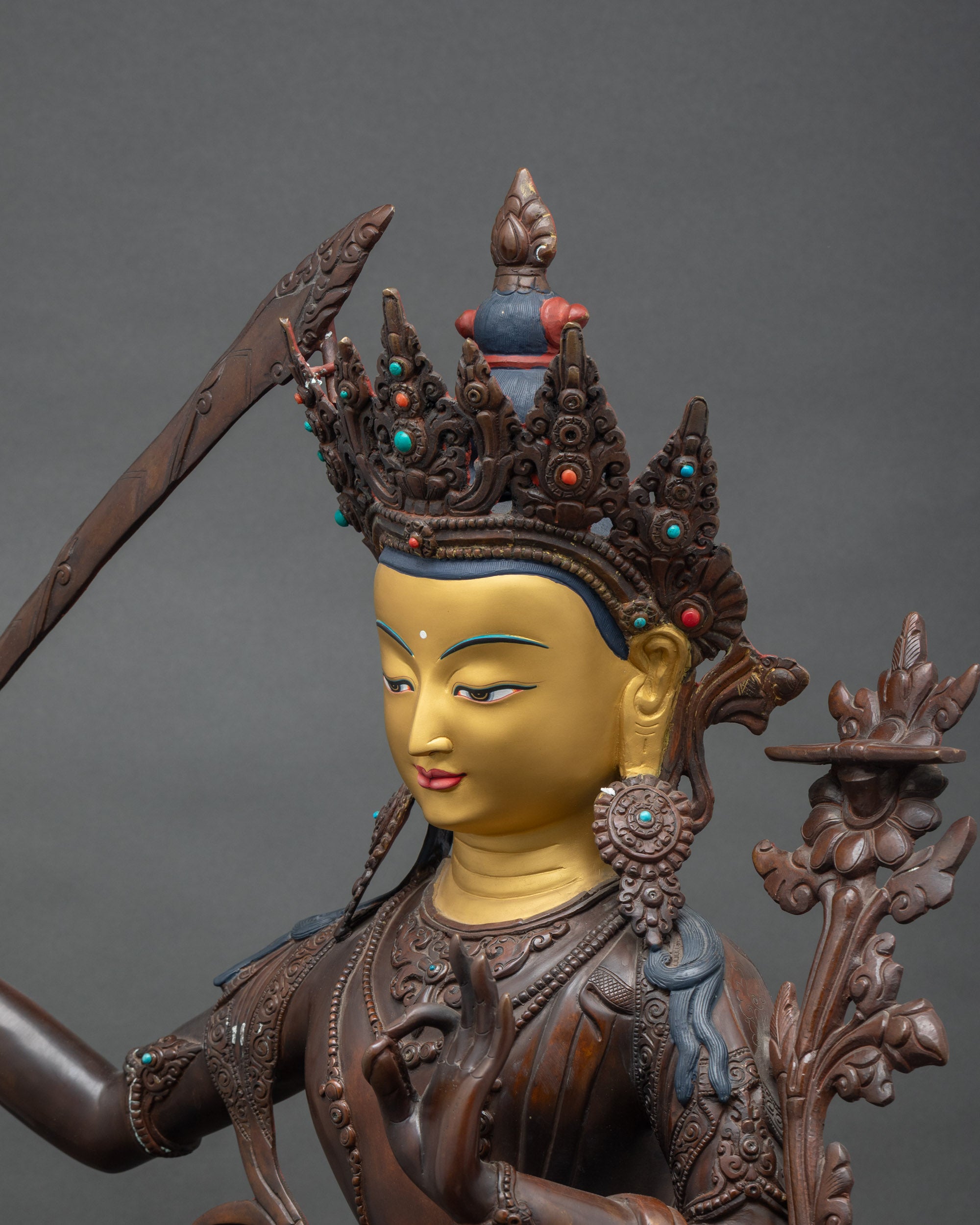 Manjushri Meditation Statue | Authentic Lost-Wax Copper Artwork from Nepal