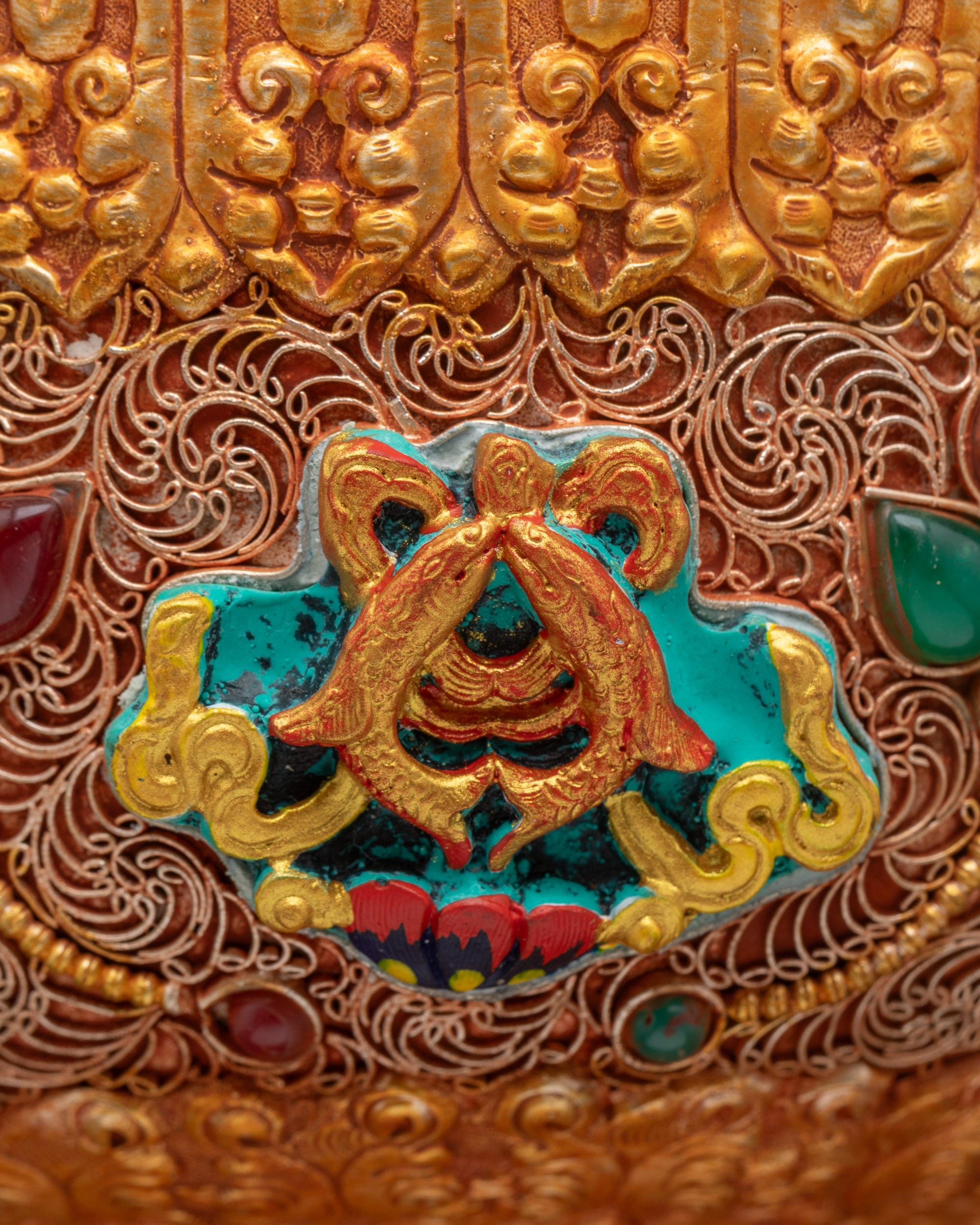 Copper Butter Lamp with Kalash Base | Himalayan Ritual Item Artwork