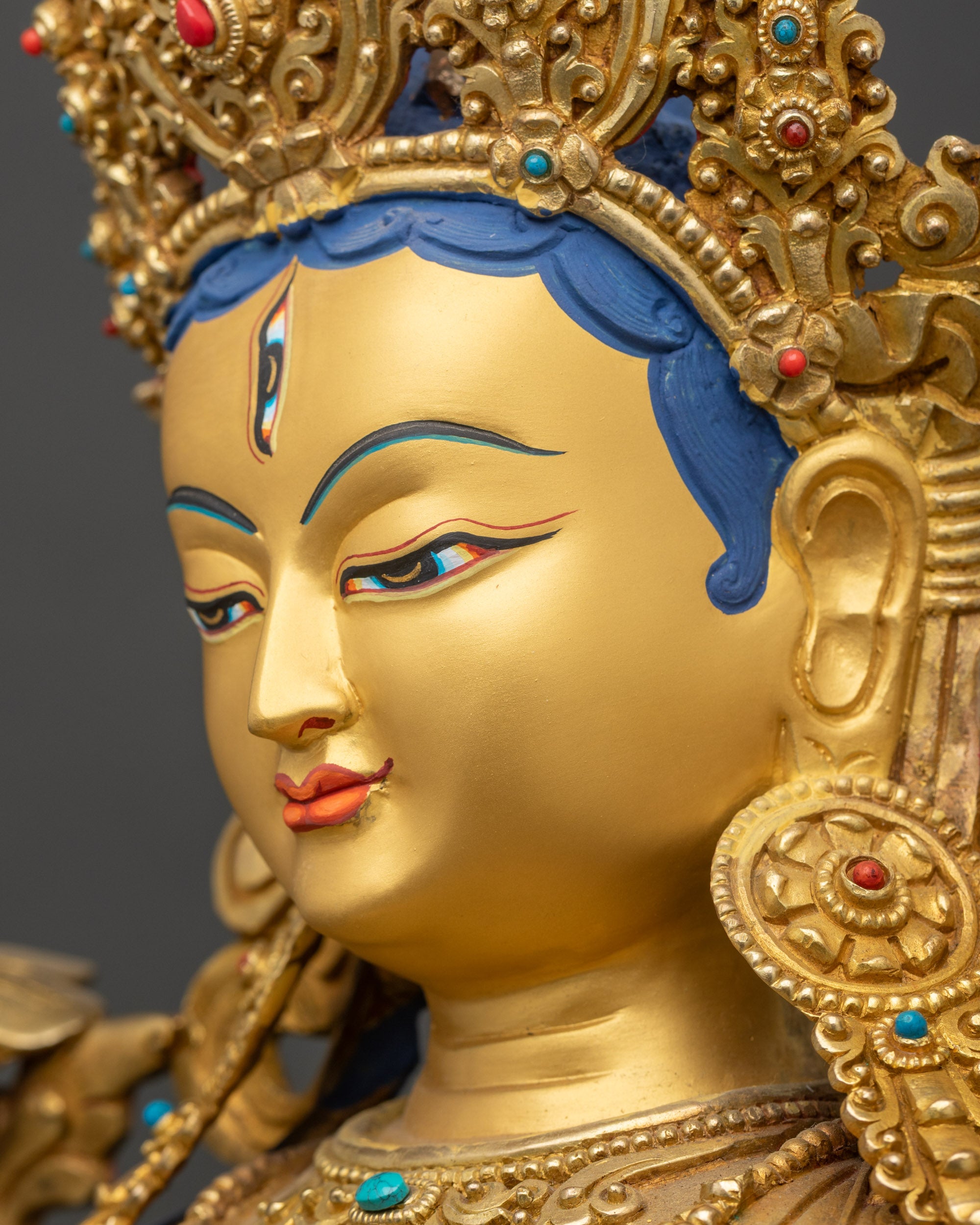 Handcrafted White Tara Sculpture for Spiritual Protection and Healing