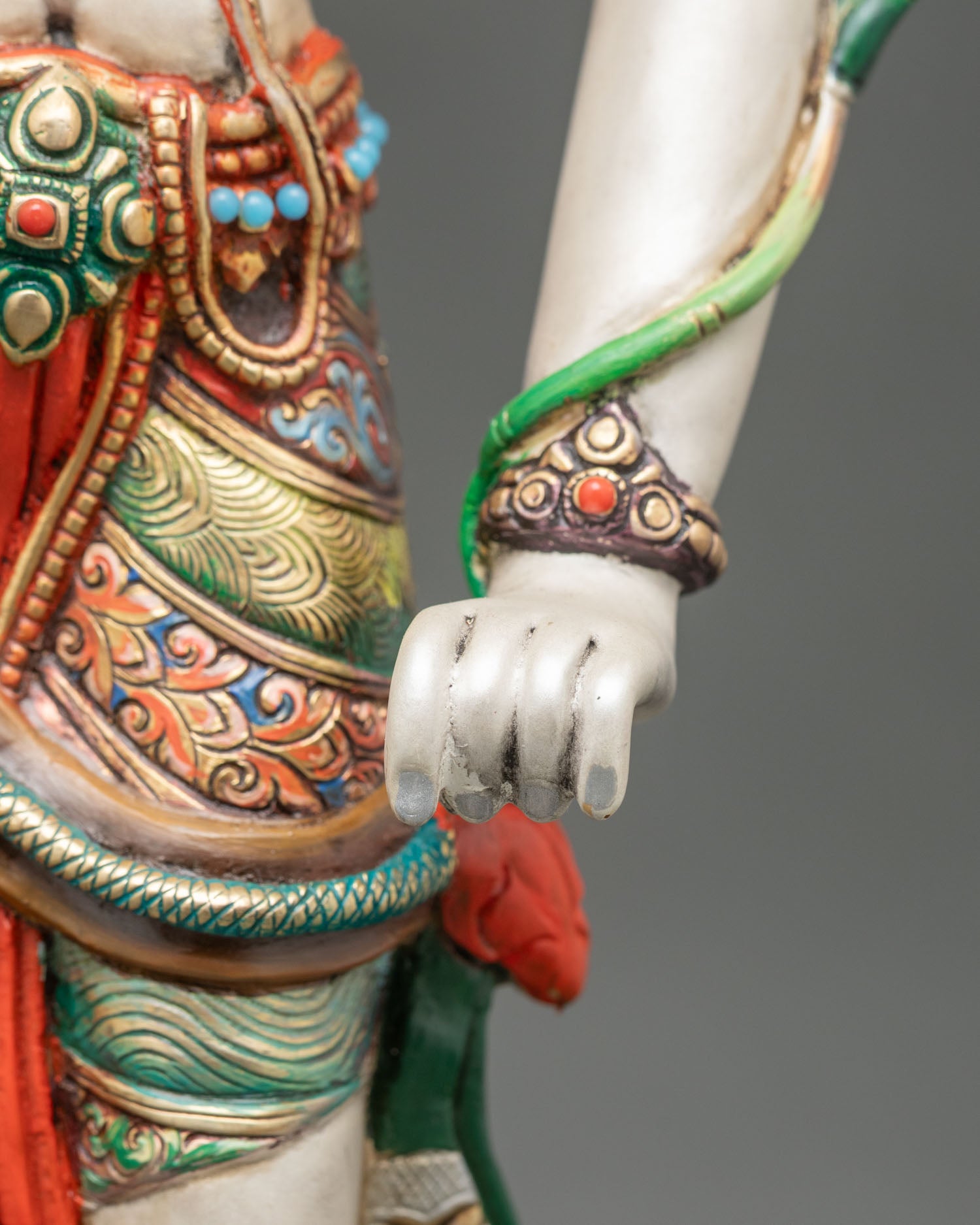 Standing Chenrezig Statue | Colorful Nepali Buddhist Art