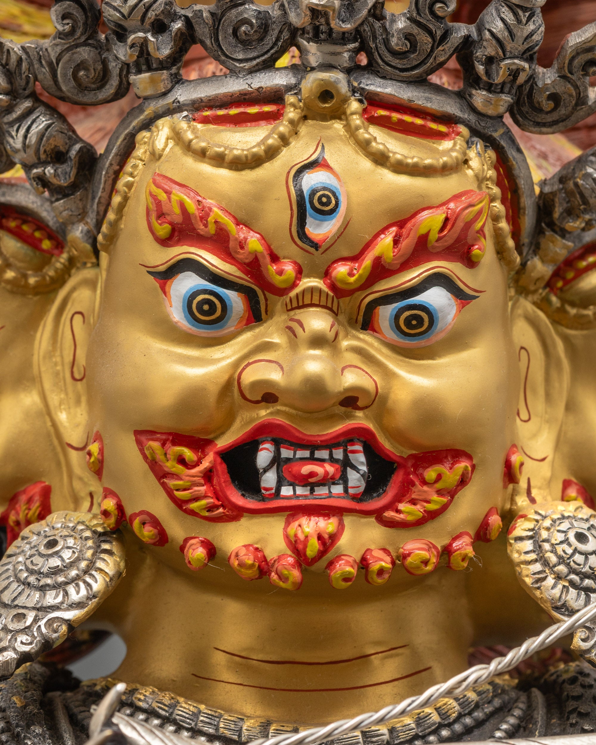 Silver Plated Rahula Statue | Handmade Tibetan Protector Deity