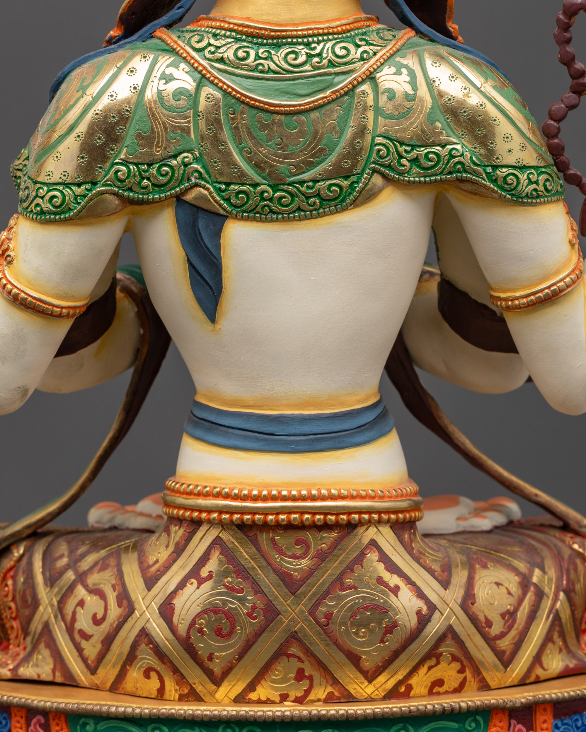 White-Hued Bodhisattva Chenrezig Sculpture | Hand Painted Nepalese Art