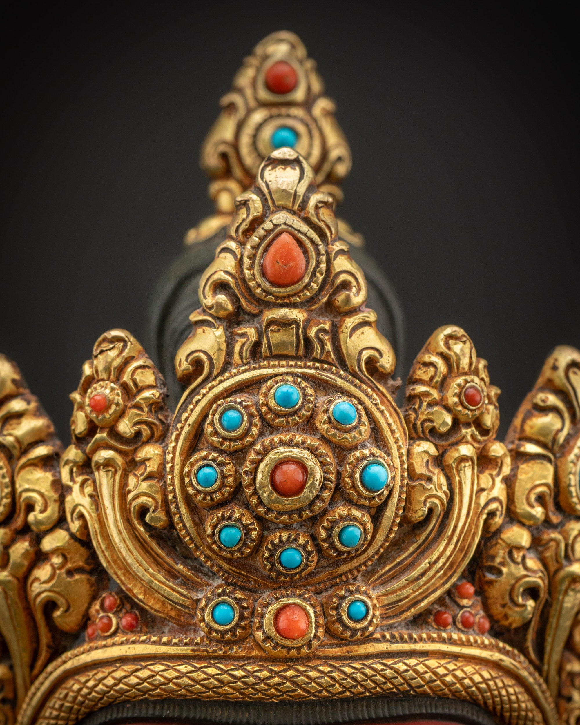 Red Amitayus Masterpiece Statue | Hand-Painted Longevity Deity Figurine