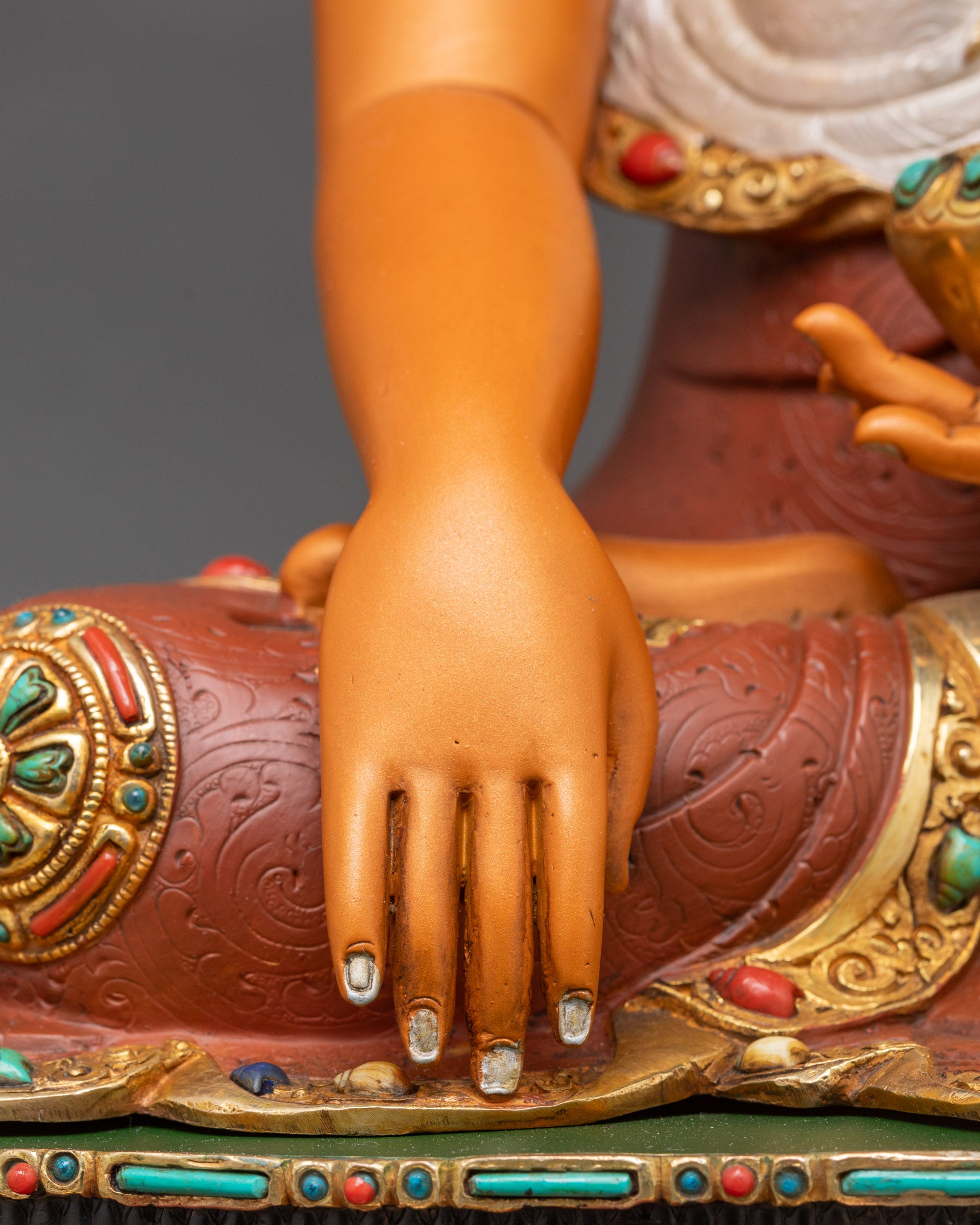Buddha Statue with Hand-Painted Throne | Monumental Buddhist Sculpture